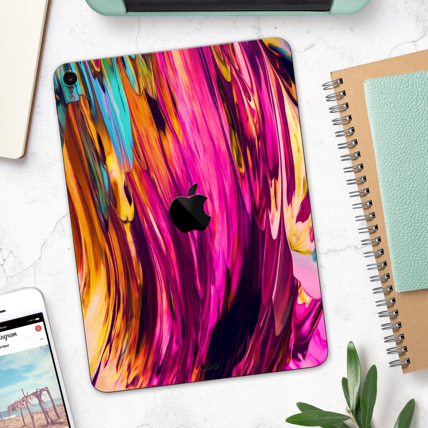 Blurred Abstract Flow V30 skin decal for Apple iPad, showcasing a vibrant abstract design with a smooth finish.