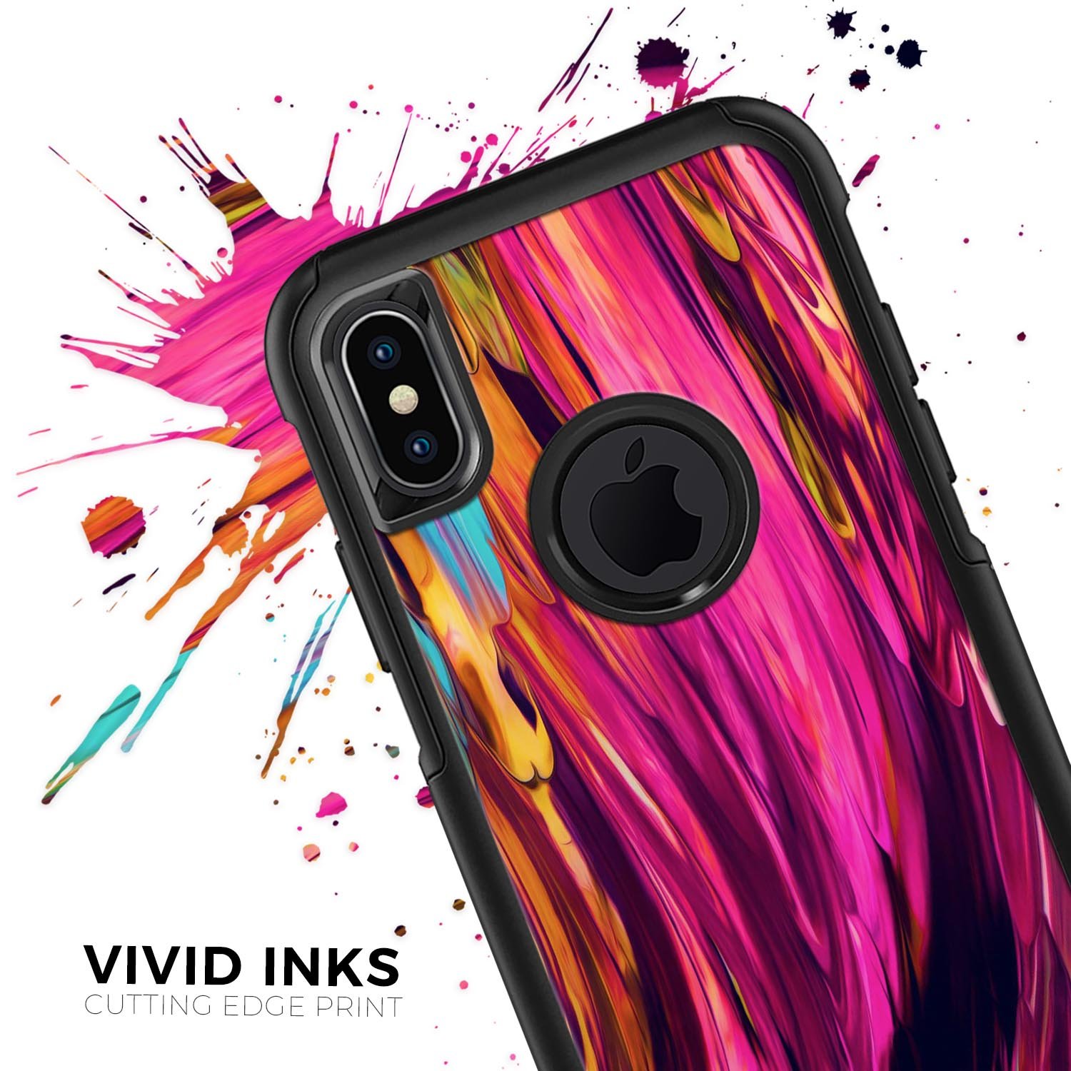 Blurred Abstract Flow V30 Skin Kit for iPhone OtterBox Cases featuring a vibrant abstract design and ultra-thin protection.