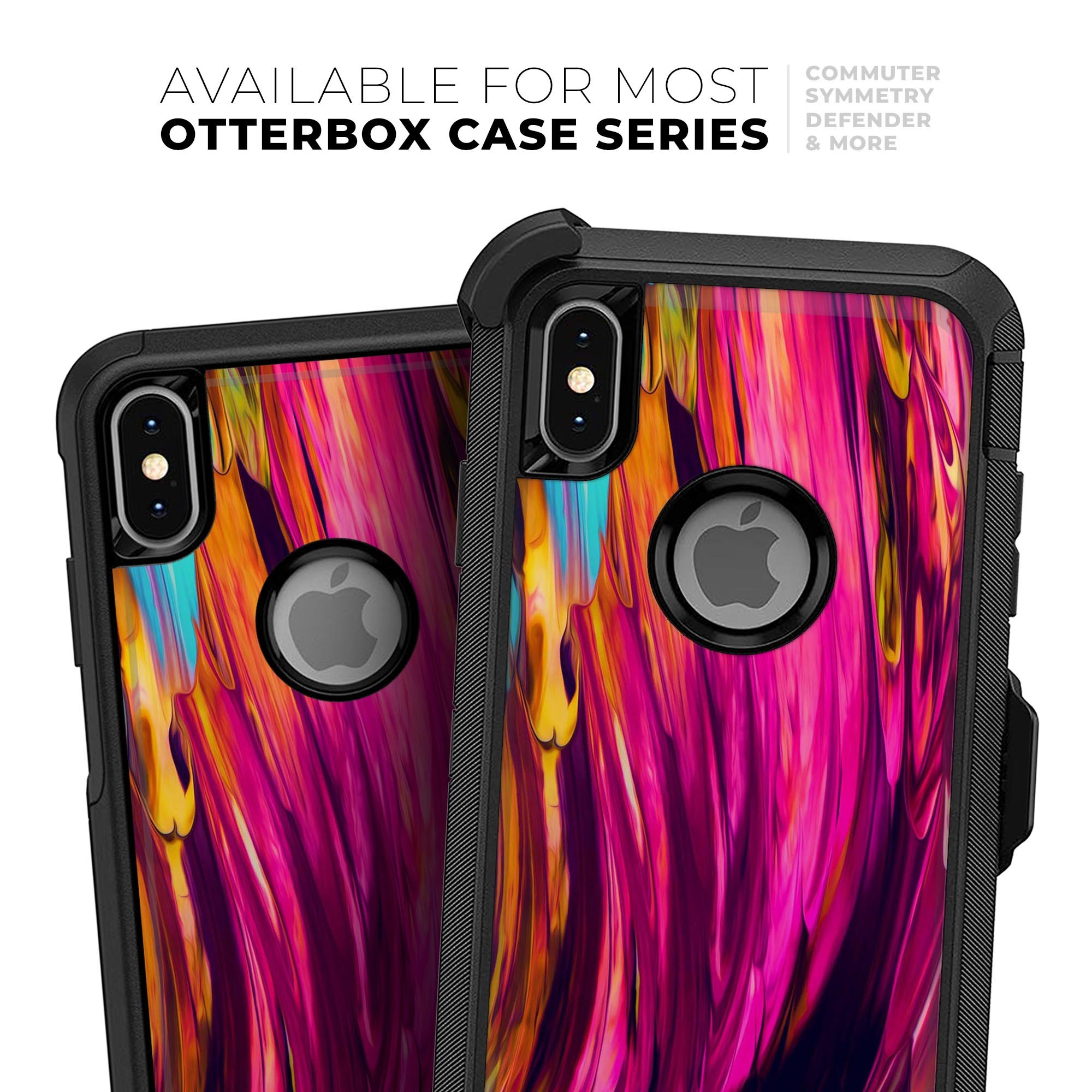 Blurred Abstract Flow V30 Skin Kit for iPhone OtterBox Cases featuring a vibrant abstract design and ultra-thin protection.