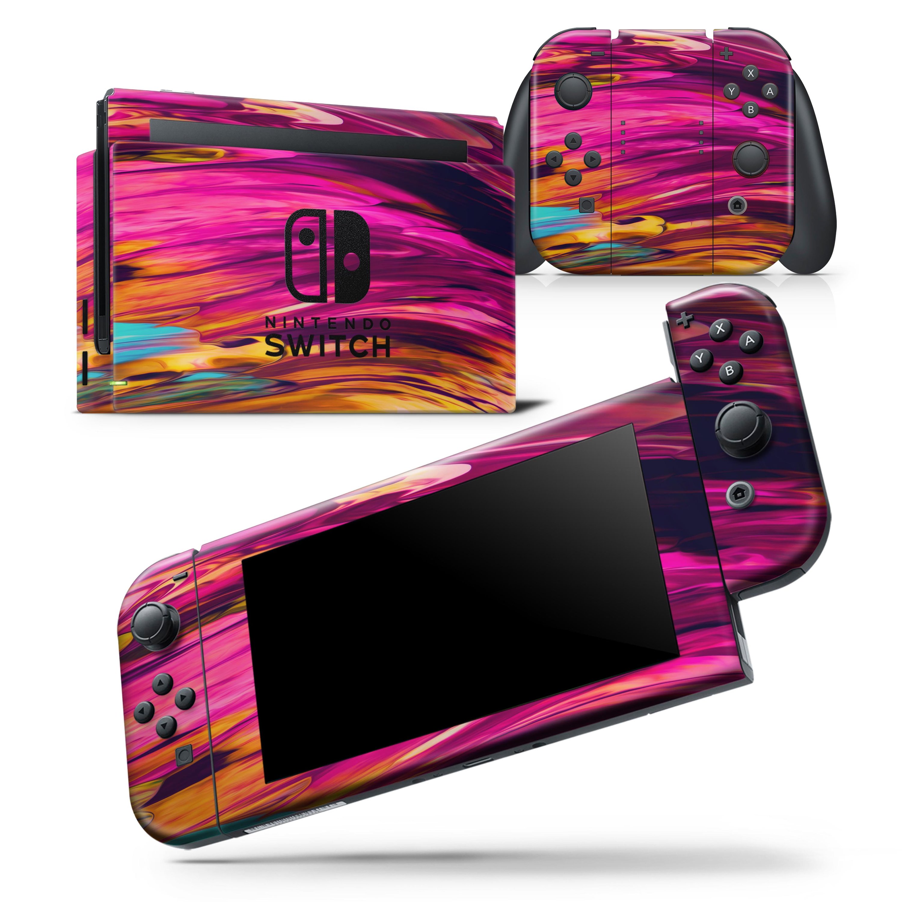 Blurred Abstract Flow V30 skin wrap decal for Nintendo Switch Lite, showcasing vibrant abstract design and premium vinyl material.