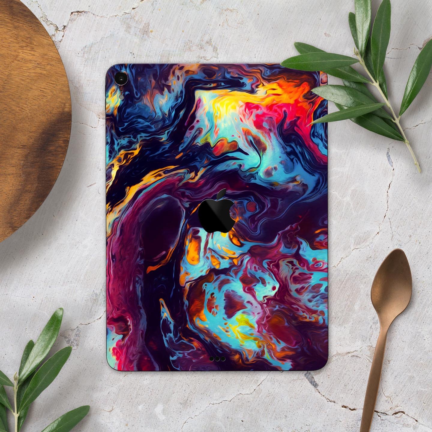 Blurred Abstract Flow V31 skin decal for Apple iPad, showcasing a vibrant abstract design with premium 3M material for protection.