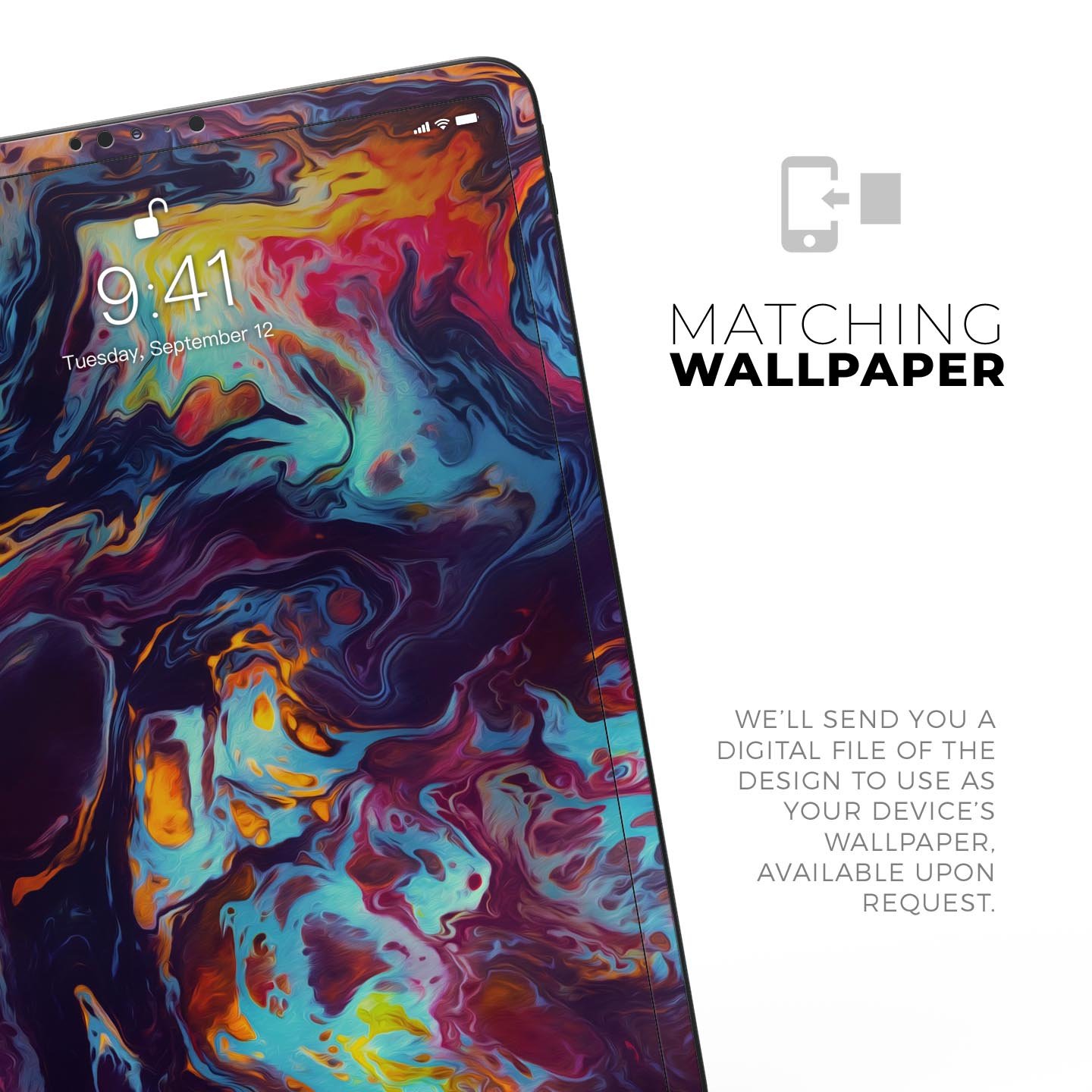 Blurred Abstract Flow V31 skin decal for Apple iPad, showcasing a vibrant abstract design with premium 3M material for protection.