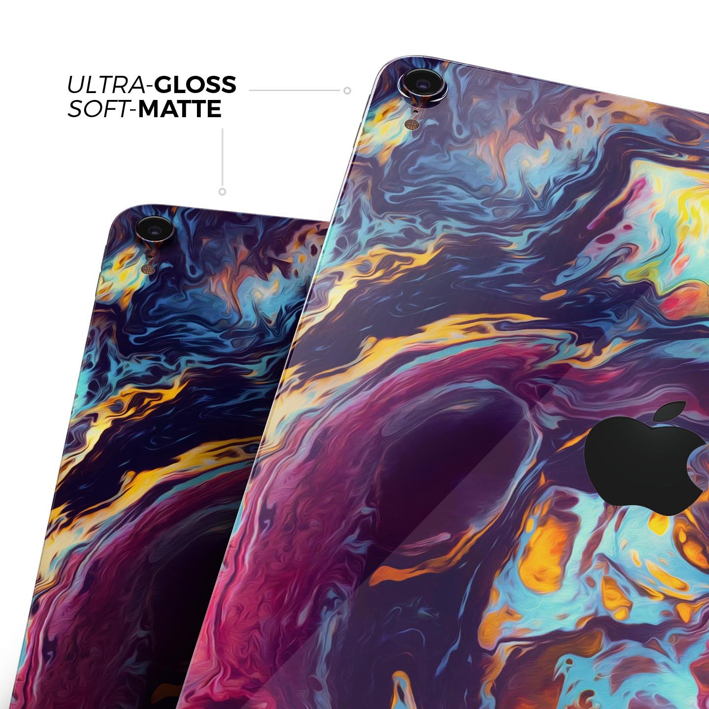 Blurred Abstract Flow V31 skin decal for Apple iPad, showcasing a vibrant abstract design with premium 3M material for protection.