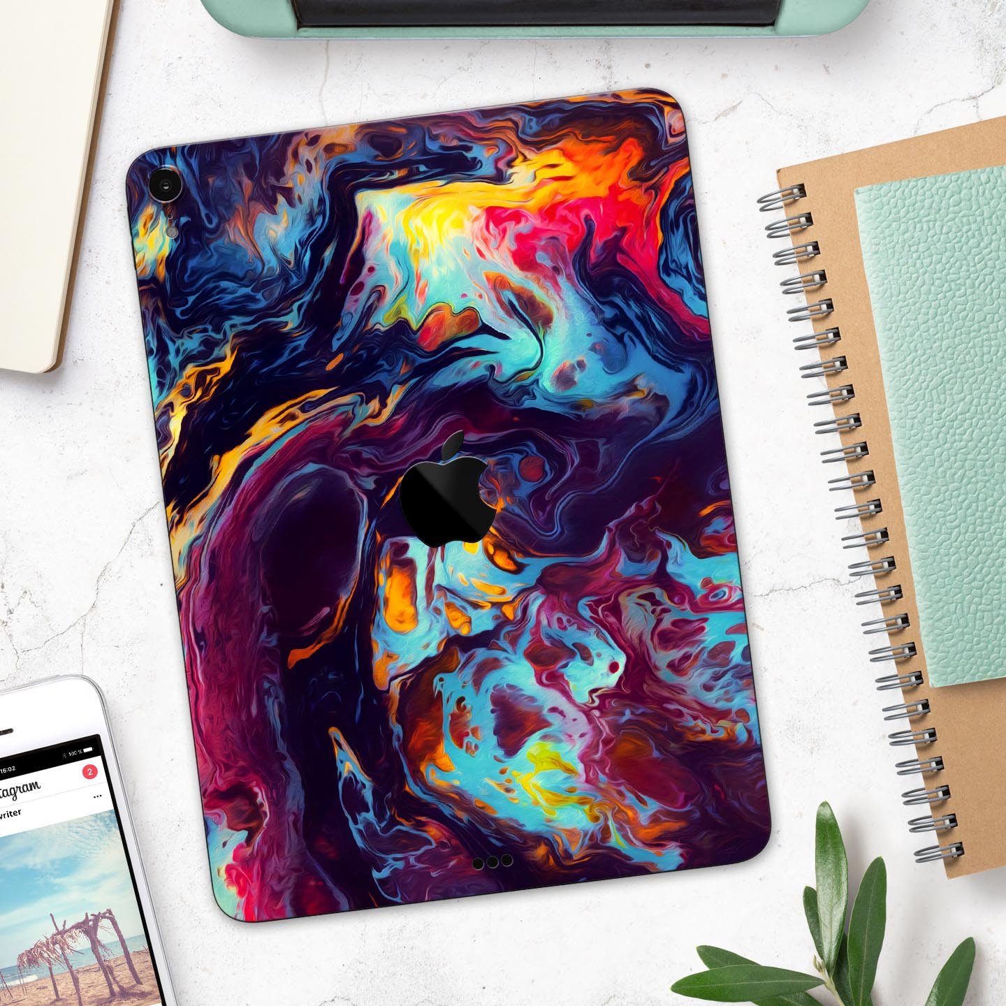 Blurred Abstract Flow V31 skin decal for Apple iPad, showcasing a vibrant abstract design with premium 3M material for protection.