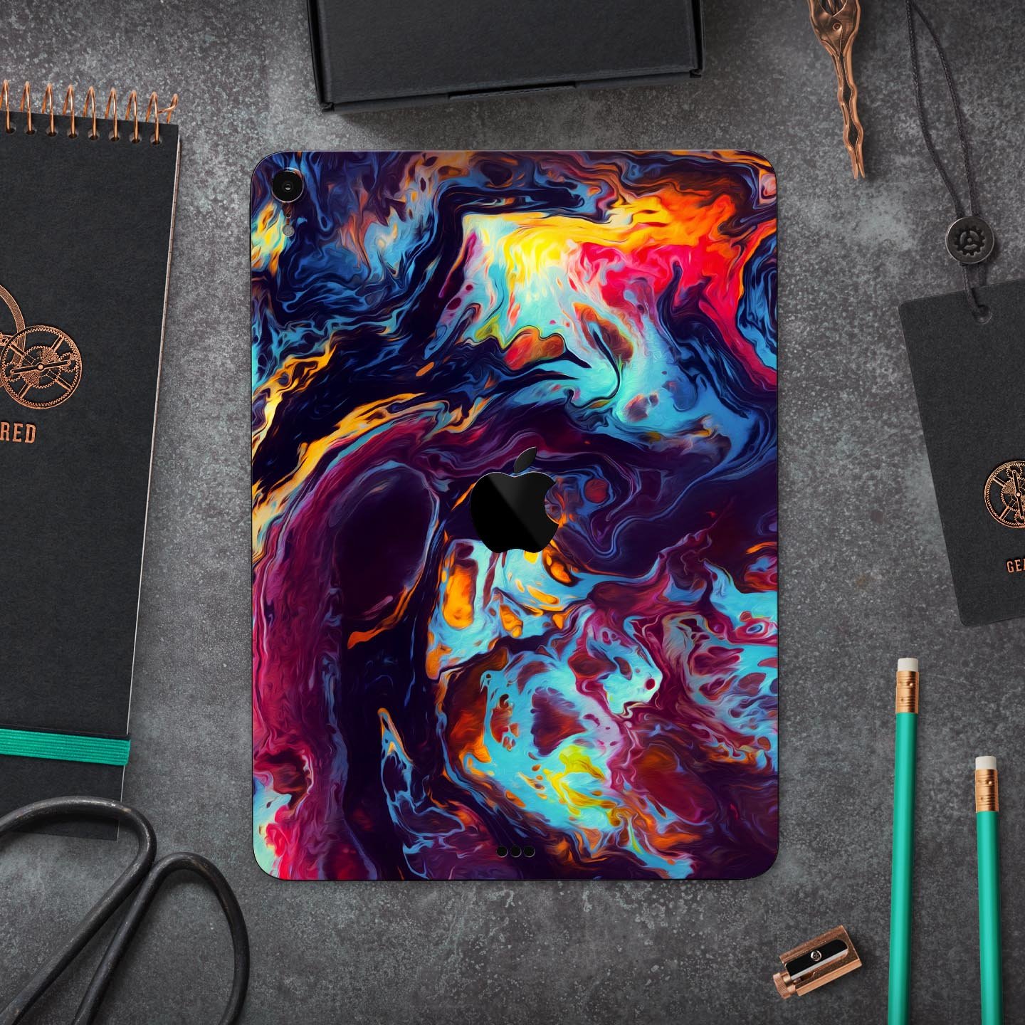 Blurred Abstract Flow V31 skin decal for Apple iPad, showcasing a vibrant abstract design with premium 3M material for protection.