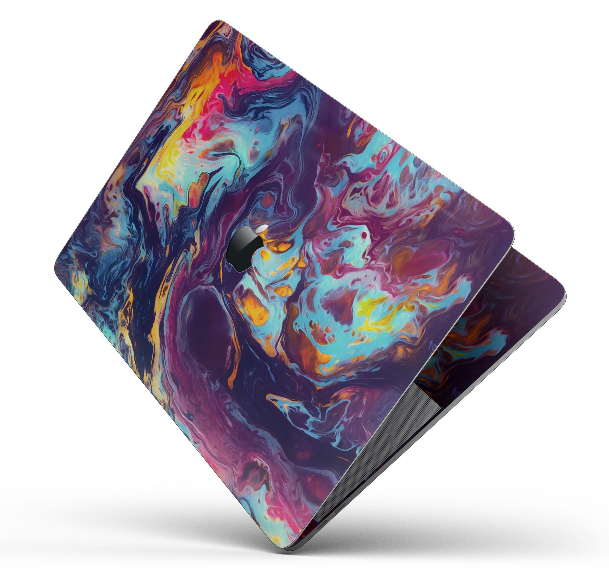 Blurred Abstract Flow V31 skin decal wrap kit for MacBook, showcasing vibrant colors and a sleek design.