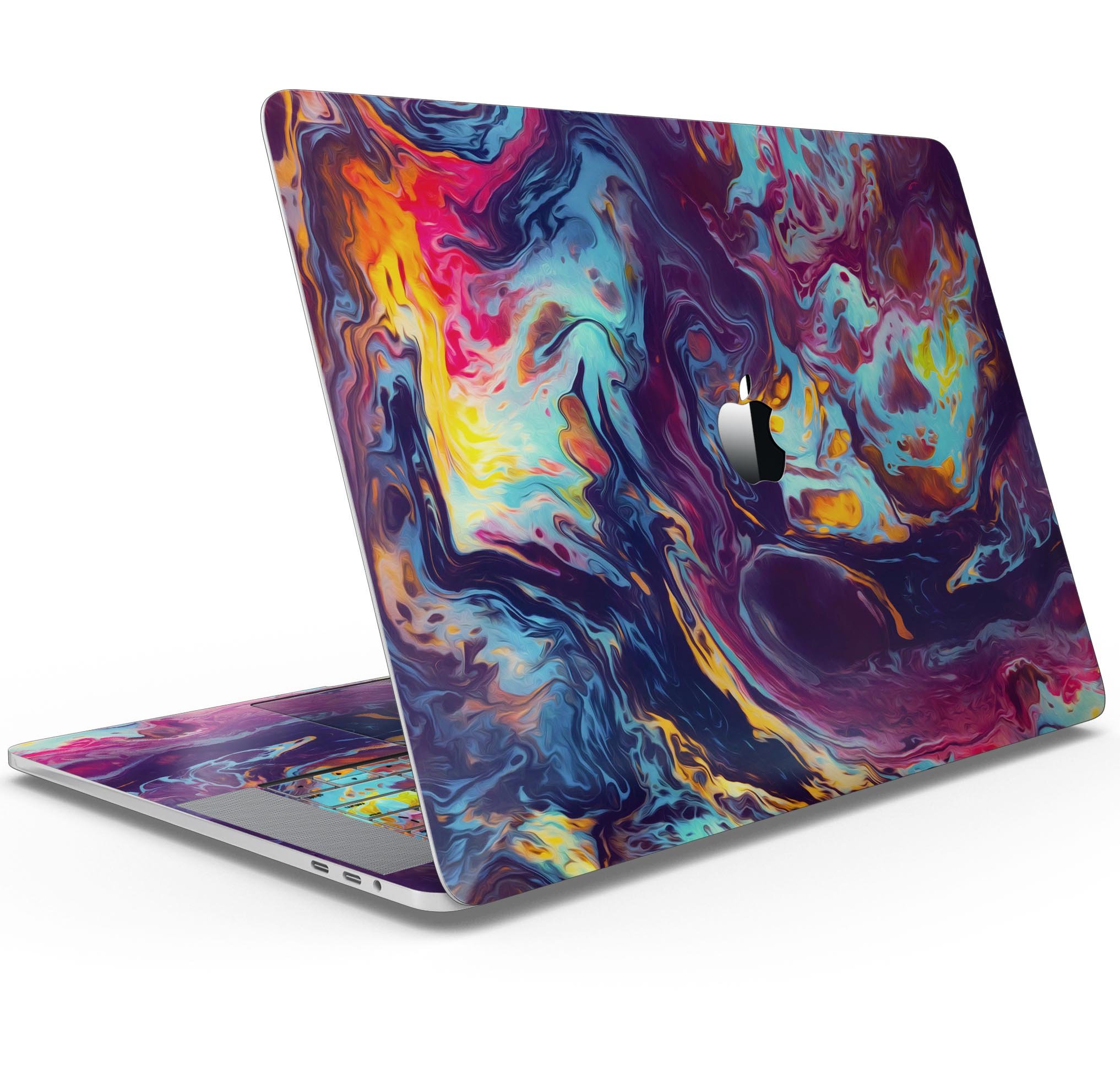 Blurred Abstract Flow V31 skin decal wrap kit for MacBook, showcasing vibrant colors and a sleek design.