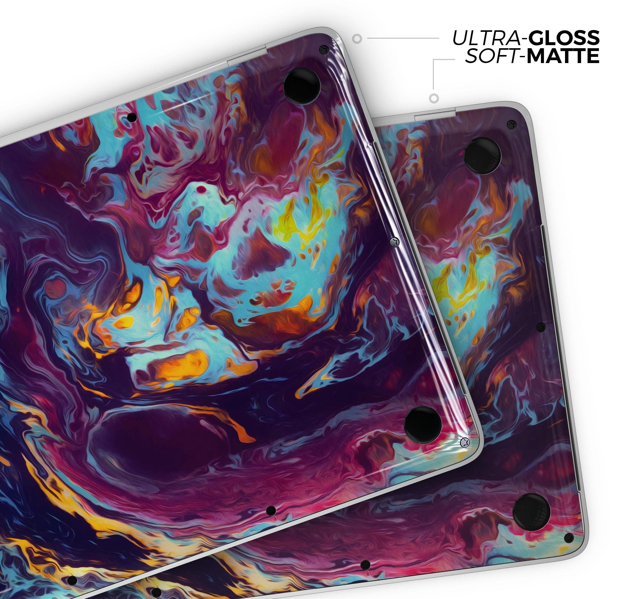 Blurred Abstract Flow V31 skin decal wrap kit for MacBook, showcasing vibrant colors and a sleek design.