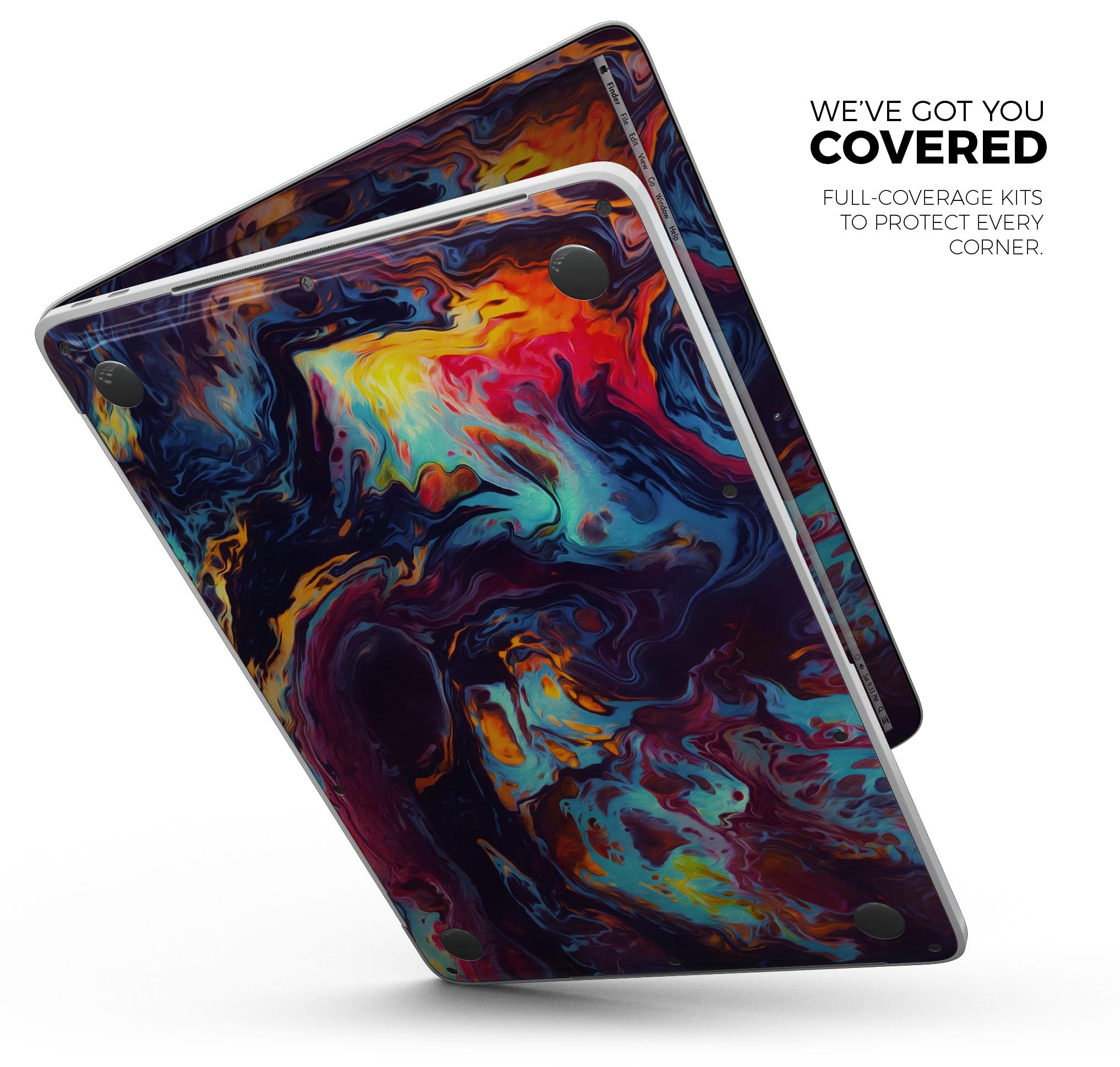 Blurred Abstract Flow V31 skin decal wrap kit for MacBook, showcasing vibrant colors and a sleek design.