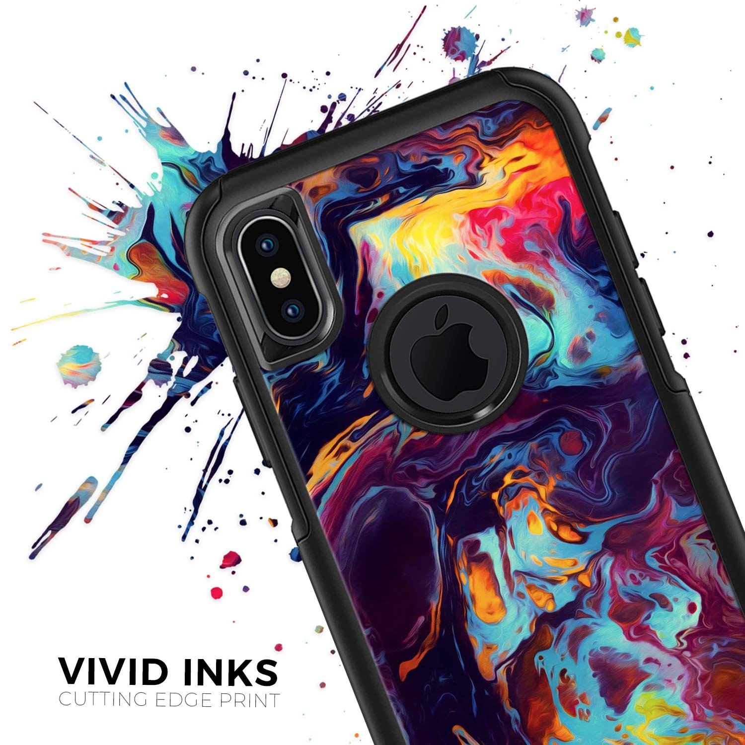 Blurred Abstract Flow V31 Skin Kit designed for iPhone OtterBox cases, showcasing vibrant abstract patterns and ultra-thin protection.