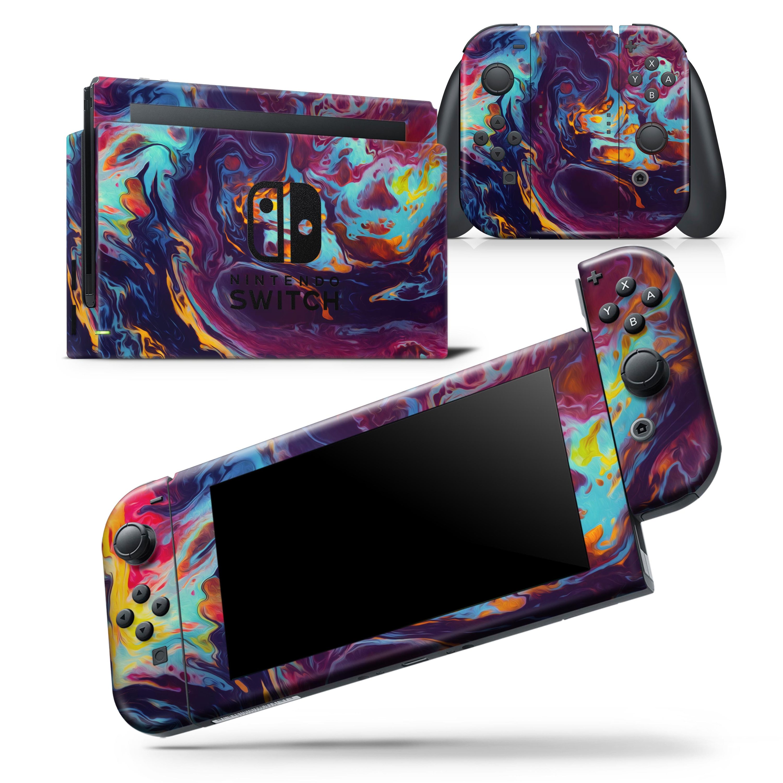 Blurred Abstract Flow V31 skin wrap decal for Nintendo Switch Lite, showcasing vibrant colors and a unique design.