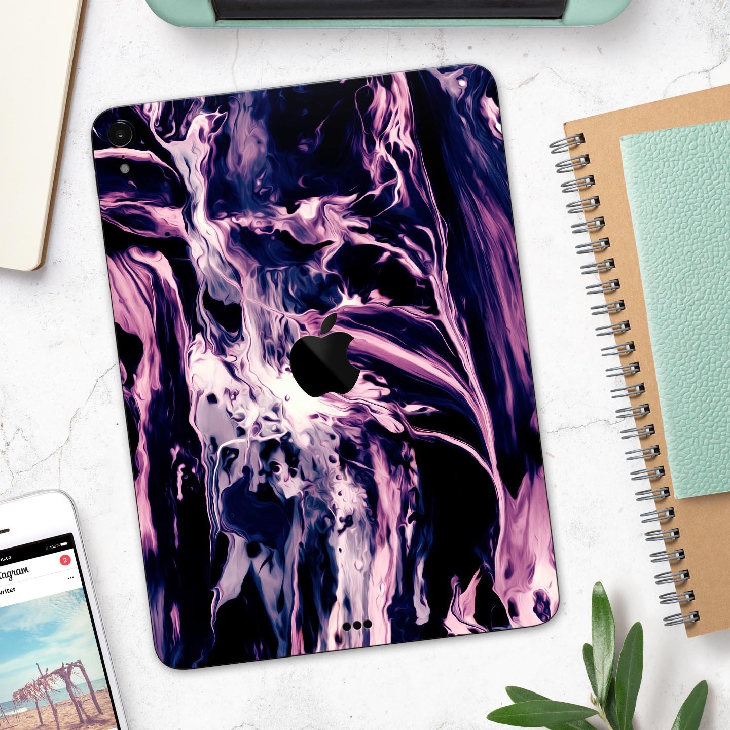 Blurred Abstract Flow V32 skin decal for Apple iPad, showcasing vibrant abstract design and premium 3M material.