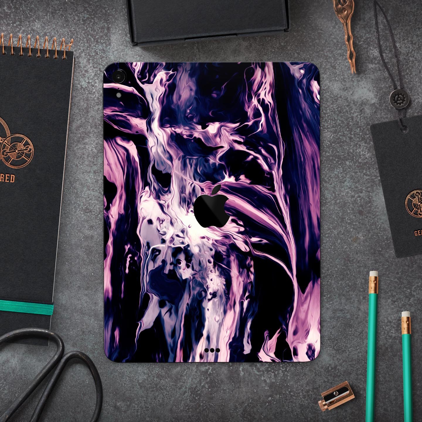 Blurred Abstract Flow V32 skin decal for Apple iPad, showcasing vibrant abstract design and premium 3M material.