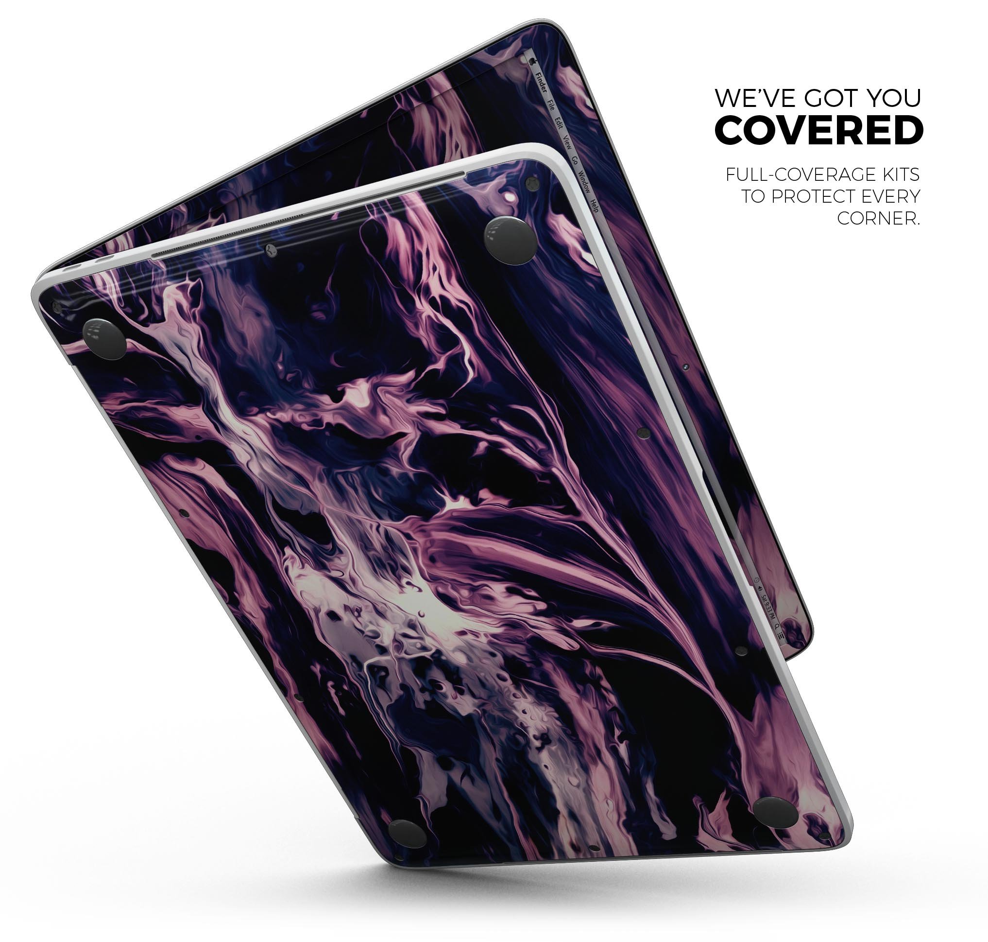 Blurred Abstract Flow V32 skin decal wrap kit for Apple MacBook, showcasing vibrant colors and a sleek design.