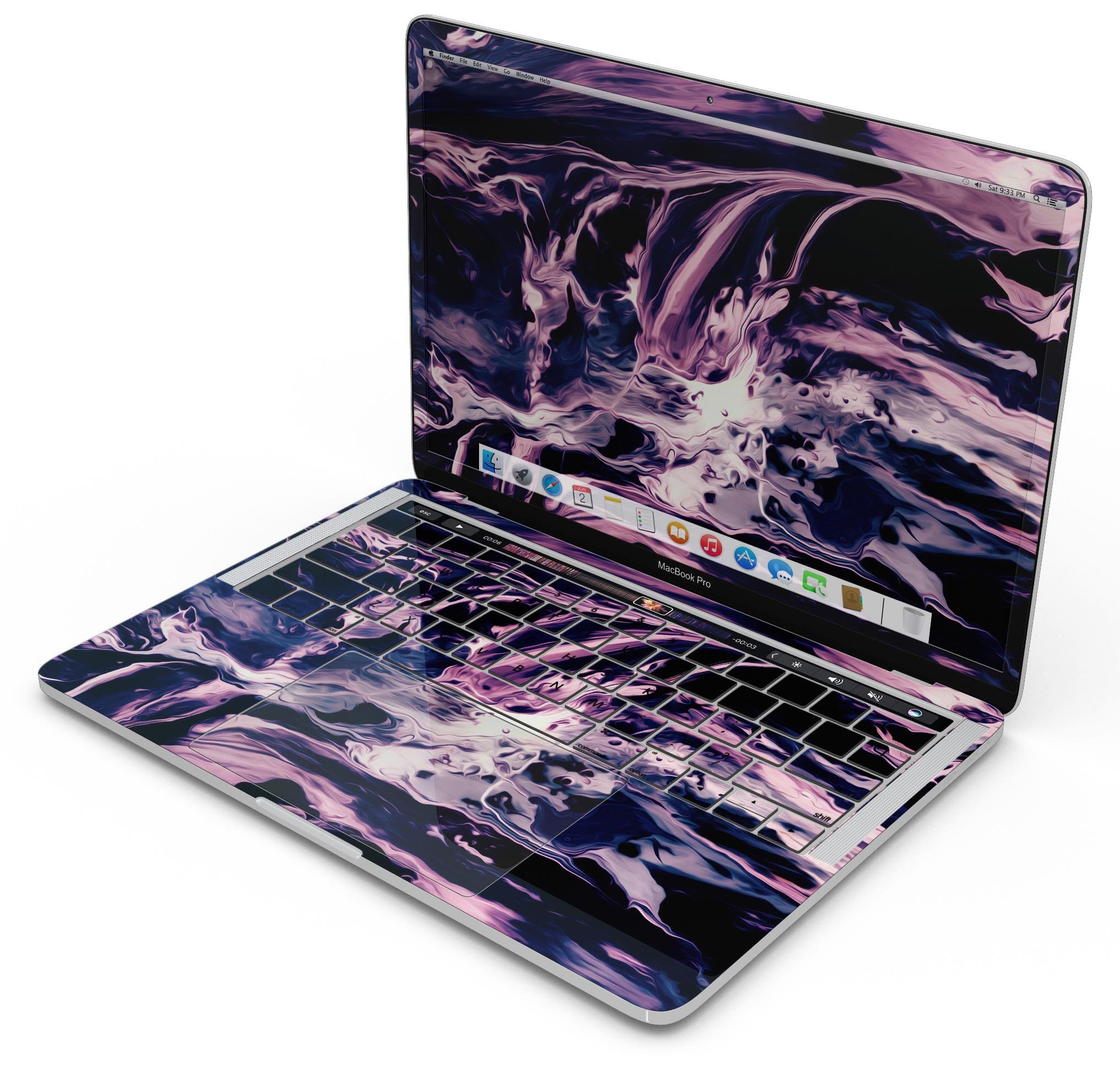 Blurred Abstract Flow V32 skin decal wrap kit for Apple MacBook, showcasing vibrant colors and a sleek design.