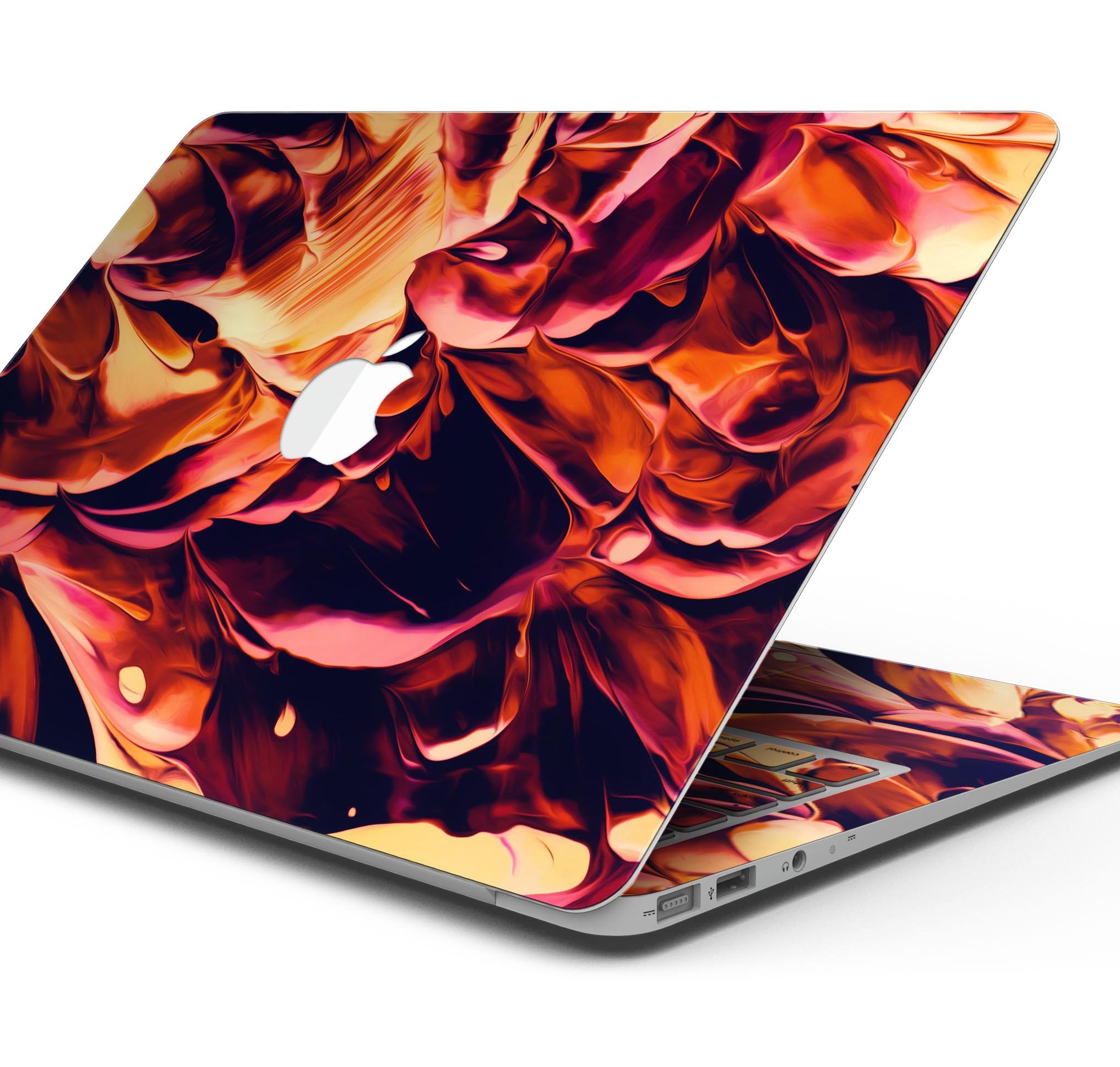 Blurred Abstract Flow V34 skin decal wrap kit for MacBook, showcasing vibrant colors and a sleek design.