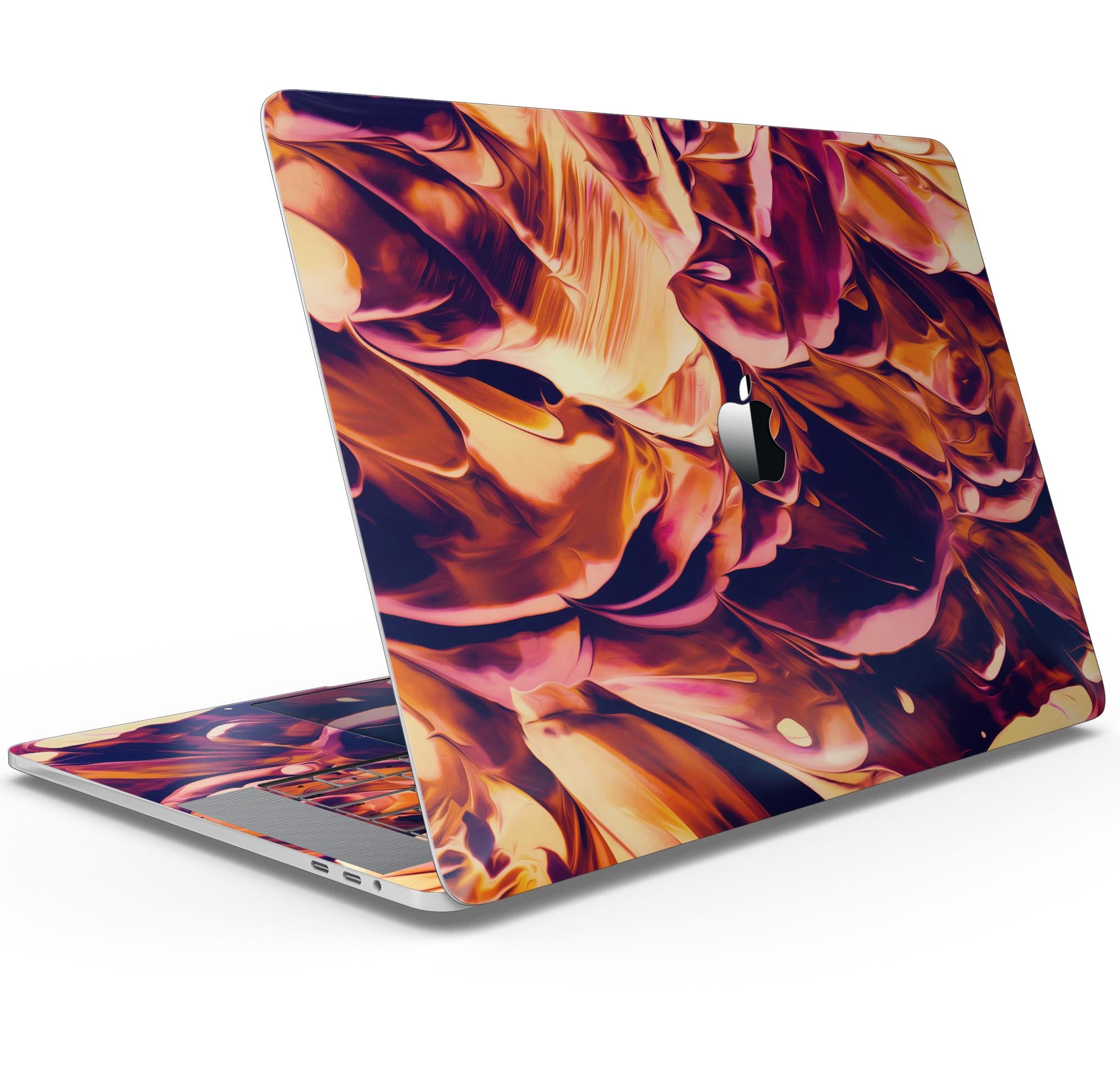 Blurred Abstract Flow V34 skin decal wrap kit for MacBook, showcasing vibrant colors and a sleek design.