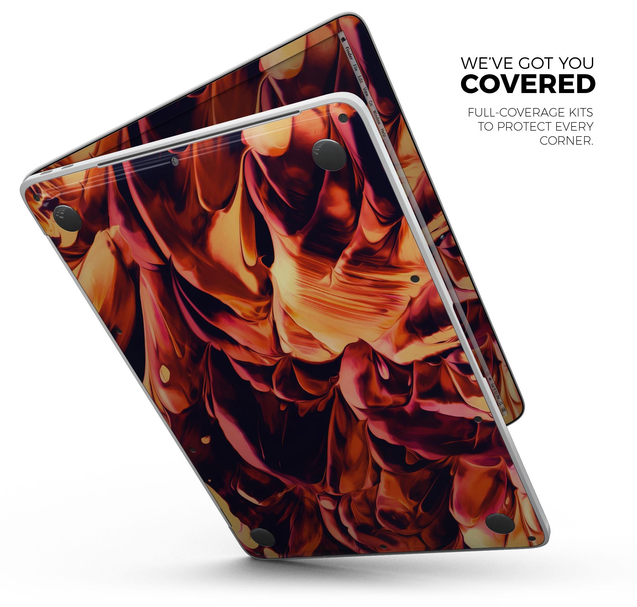 Blurred Abstract Flow V34 skin decal wrap kit for MacBook, showcasing vibrant colors and a sleek design.