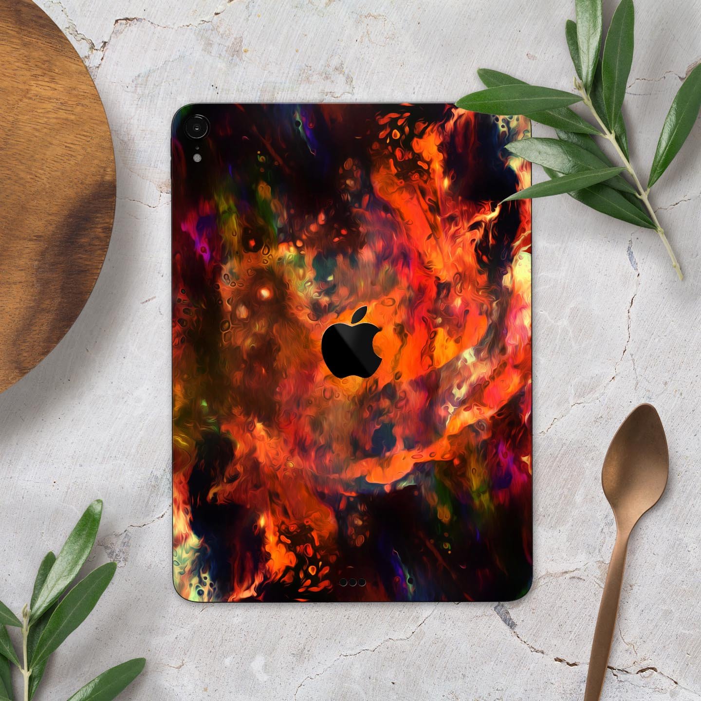 Blurred Abstract Flow V35 skin decal for Apple iPad, showcasing a modern abstract design with vibrant colors and a sleek finish.