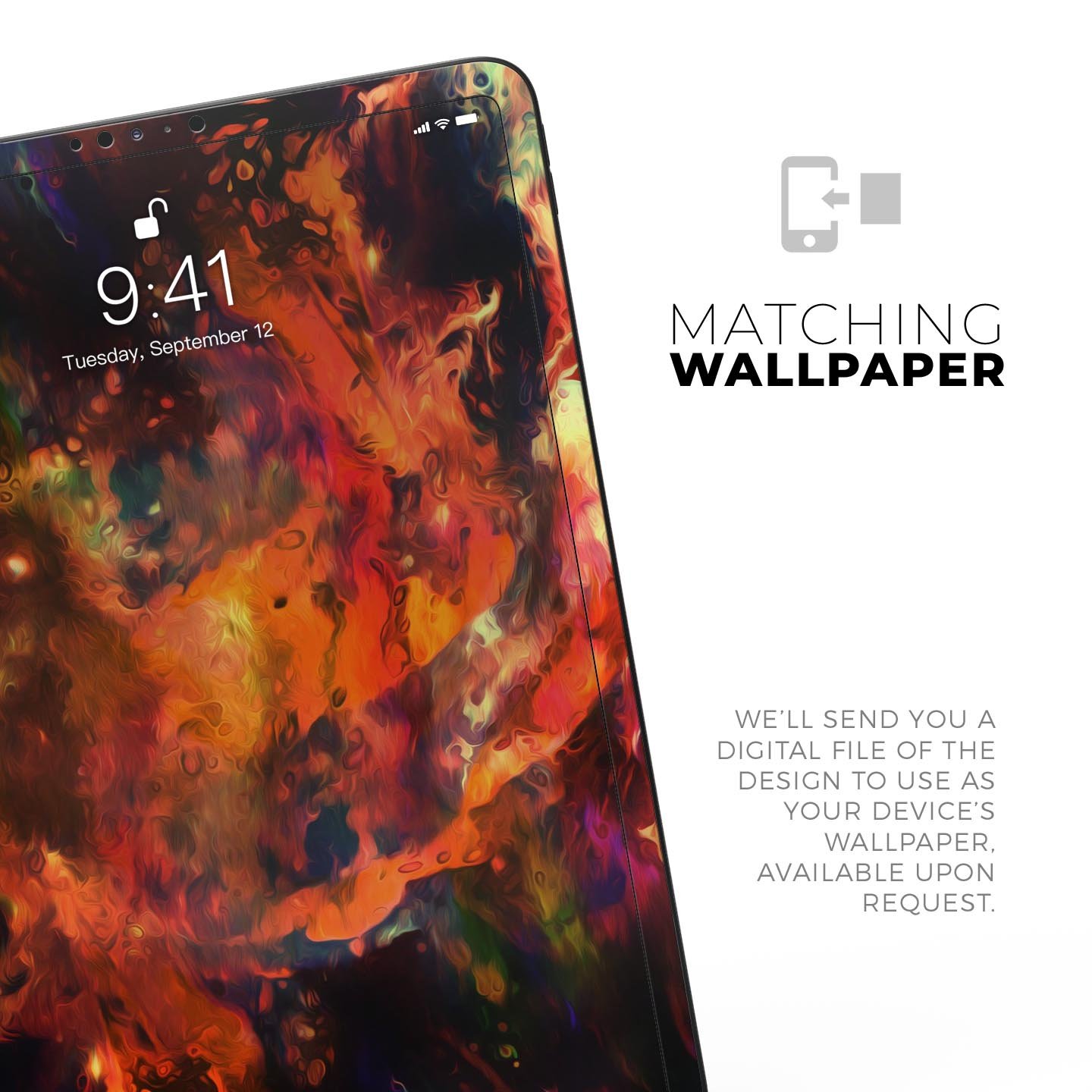 Blurred Abstract Flow V35 skin decal for Apple iPad, showcasing a modern abstract design with vibrant colors and a sleek finish.