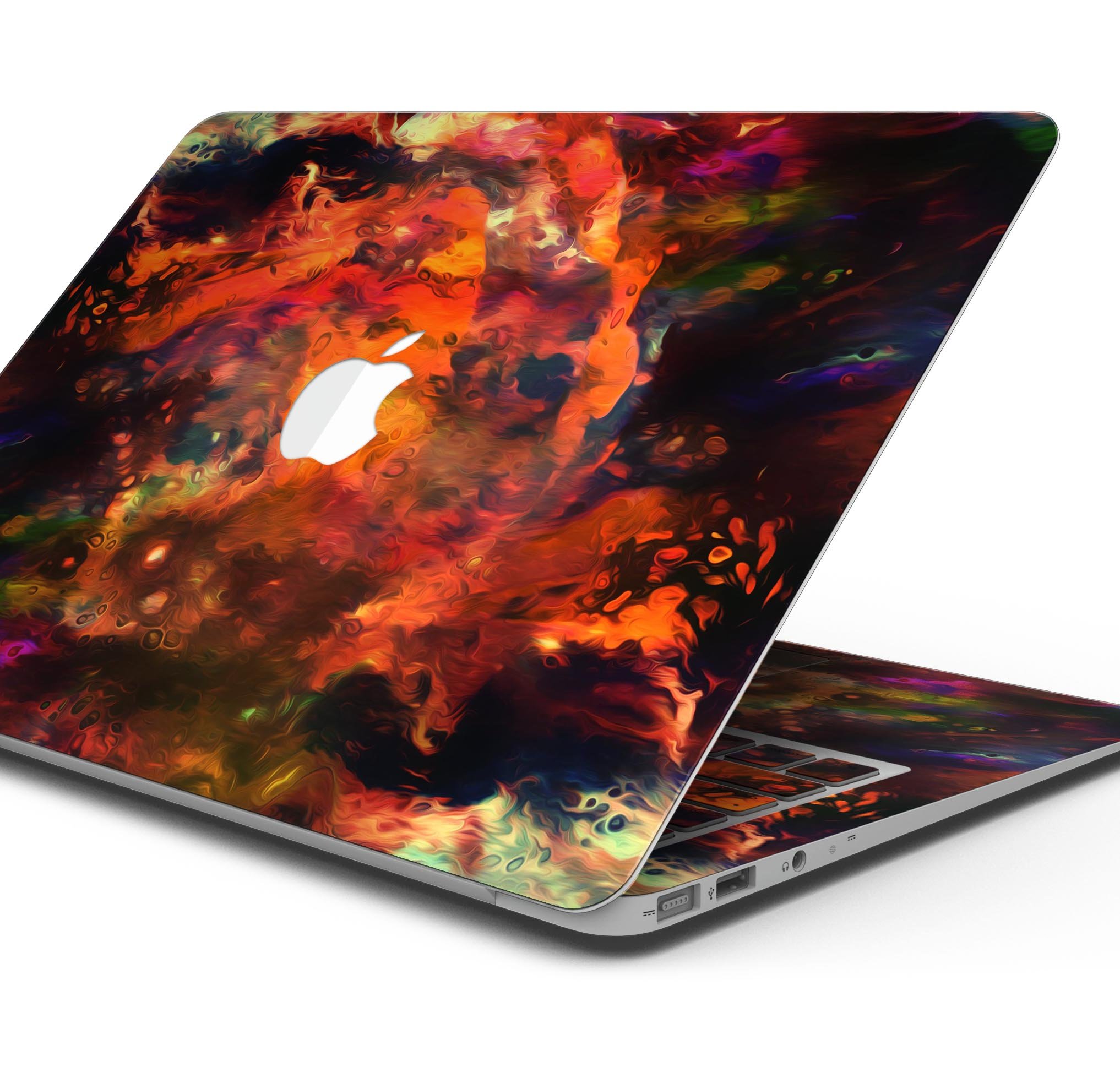 Blurred Abstract Flow V35 skin decal wrap kit for MacBook, showcasing vibrant colors and a sleek design.