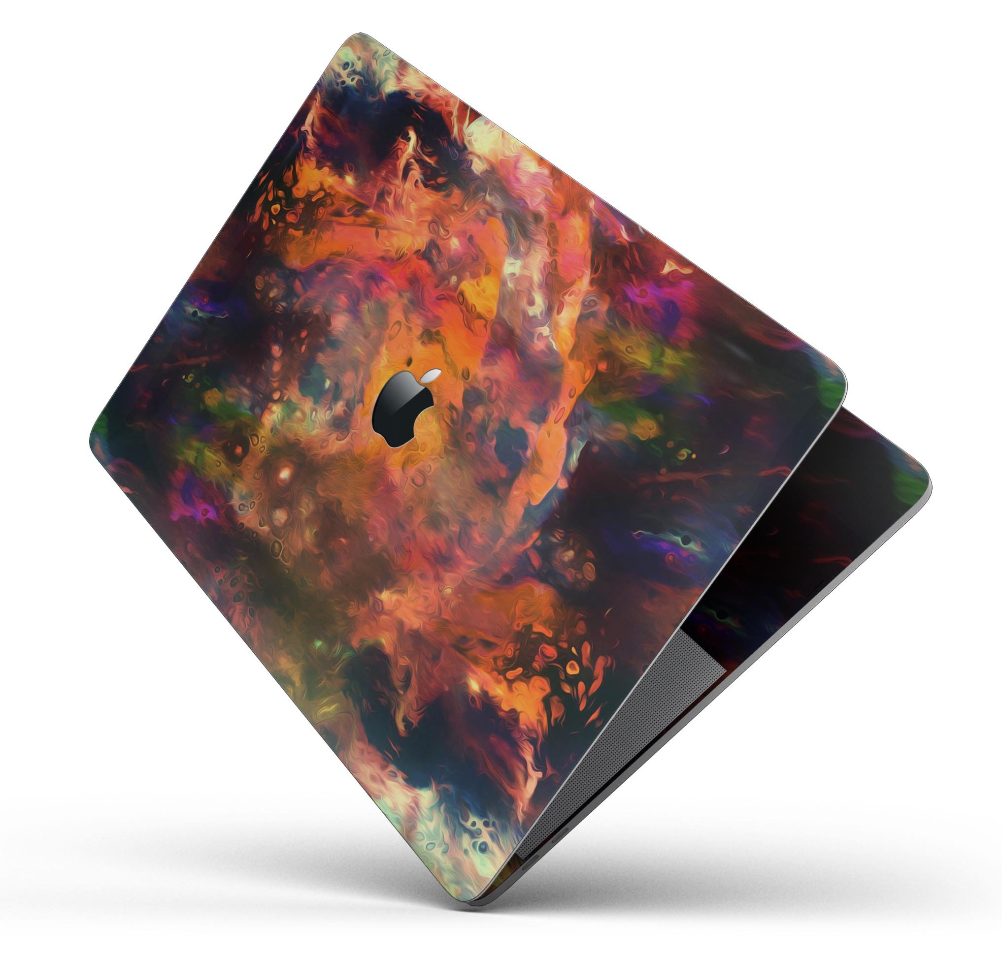 Blurred Abstract Flow V35 skin decal wrap kit for MacBook, showcasing vibrant colors and a sleek design.