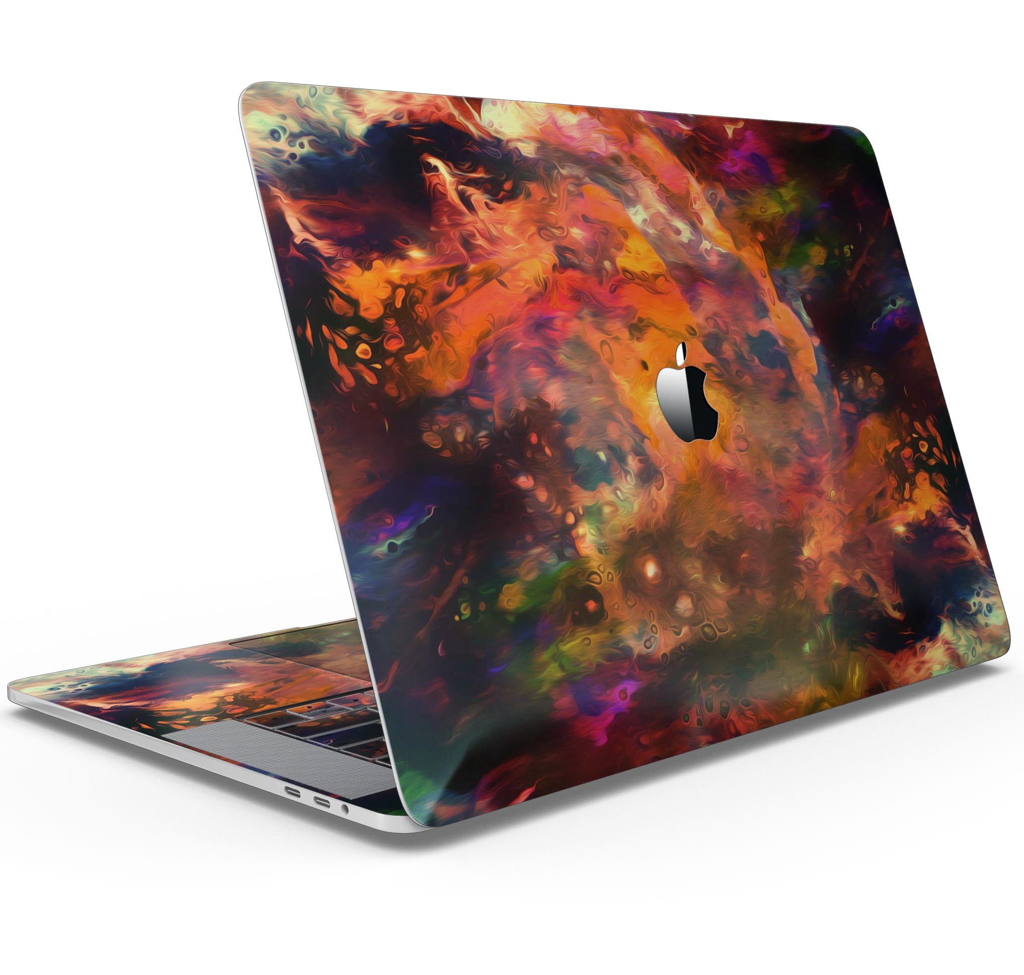 Blurred Abstract Flow V35 skin decal wrap kit for MacBook, showcasing vibrant colors and a sleek design.