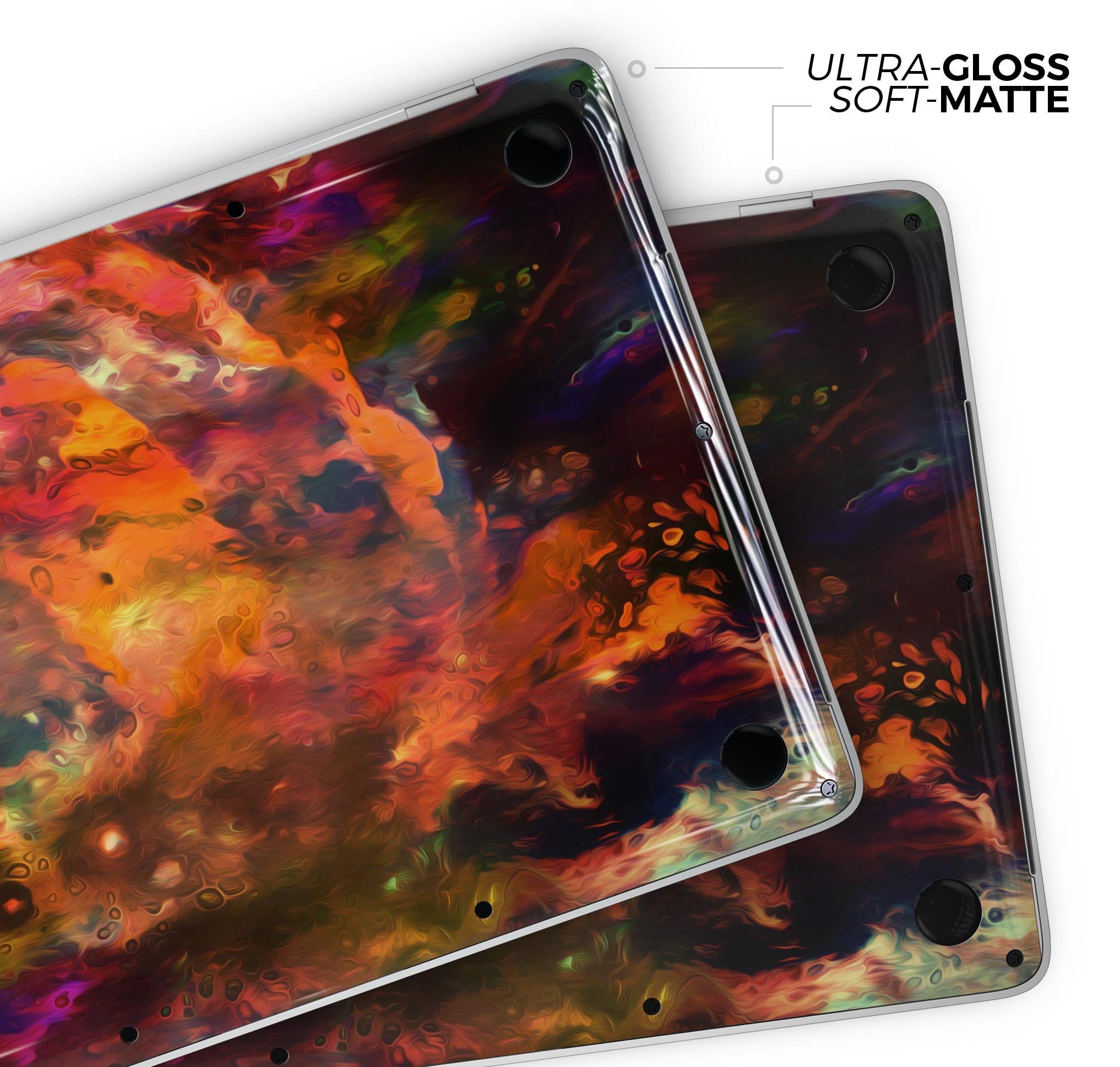 Blurred Abstract Flow V35 skin decal wrap kit for MacBook, showcasing vibrant colors and a sleek design.