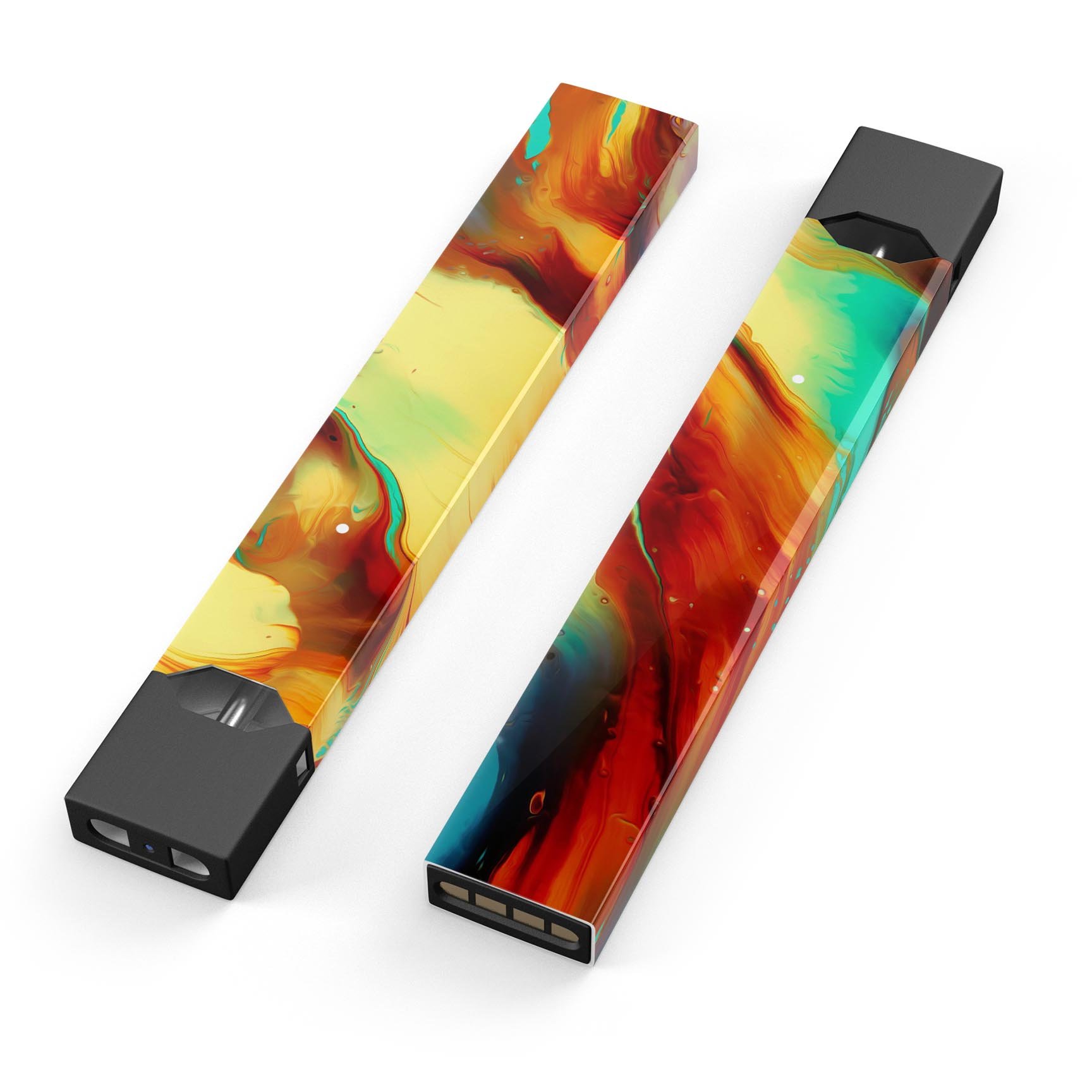 Blurred Abstract Flow V36 skin-wrap sticker designed for JUUL vaping device, showcasing vibrant abstract design and protective features.