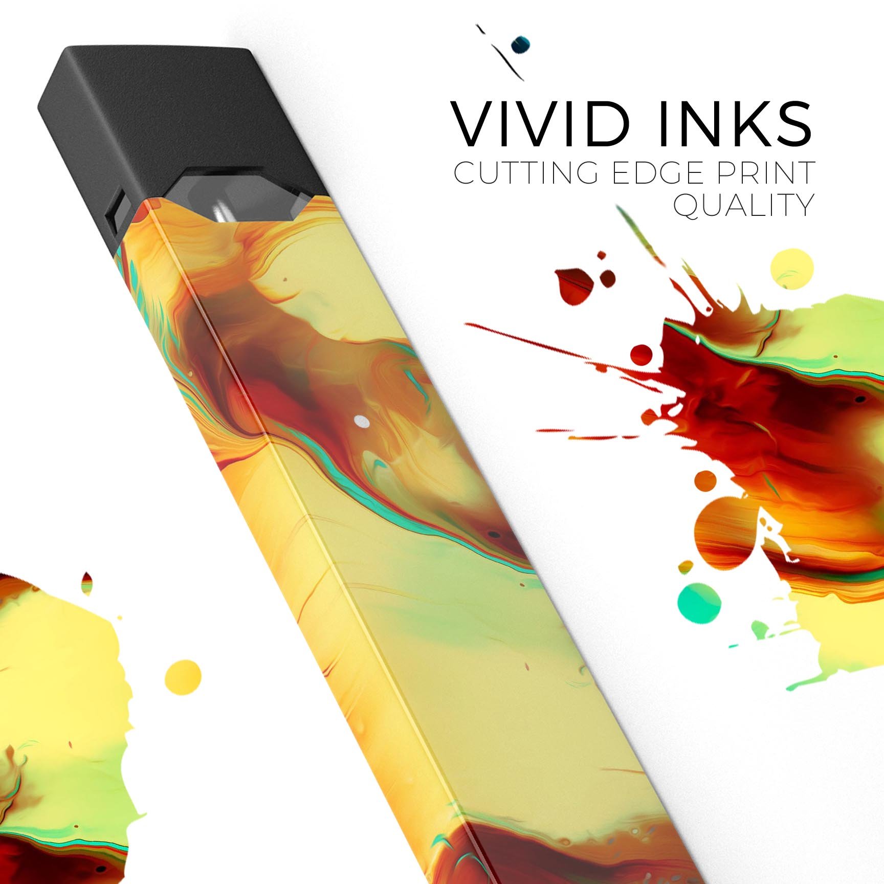 Blurred Abstract Flow V36 skin-wrap sticker designed for JUUL vaping device, showcasing vibrant abstract design and protective features.