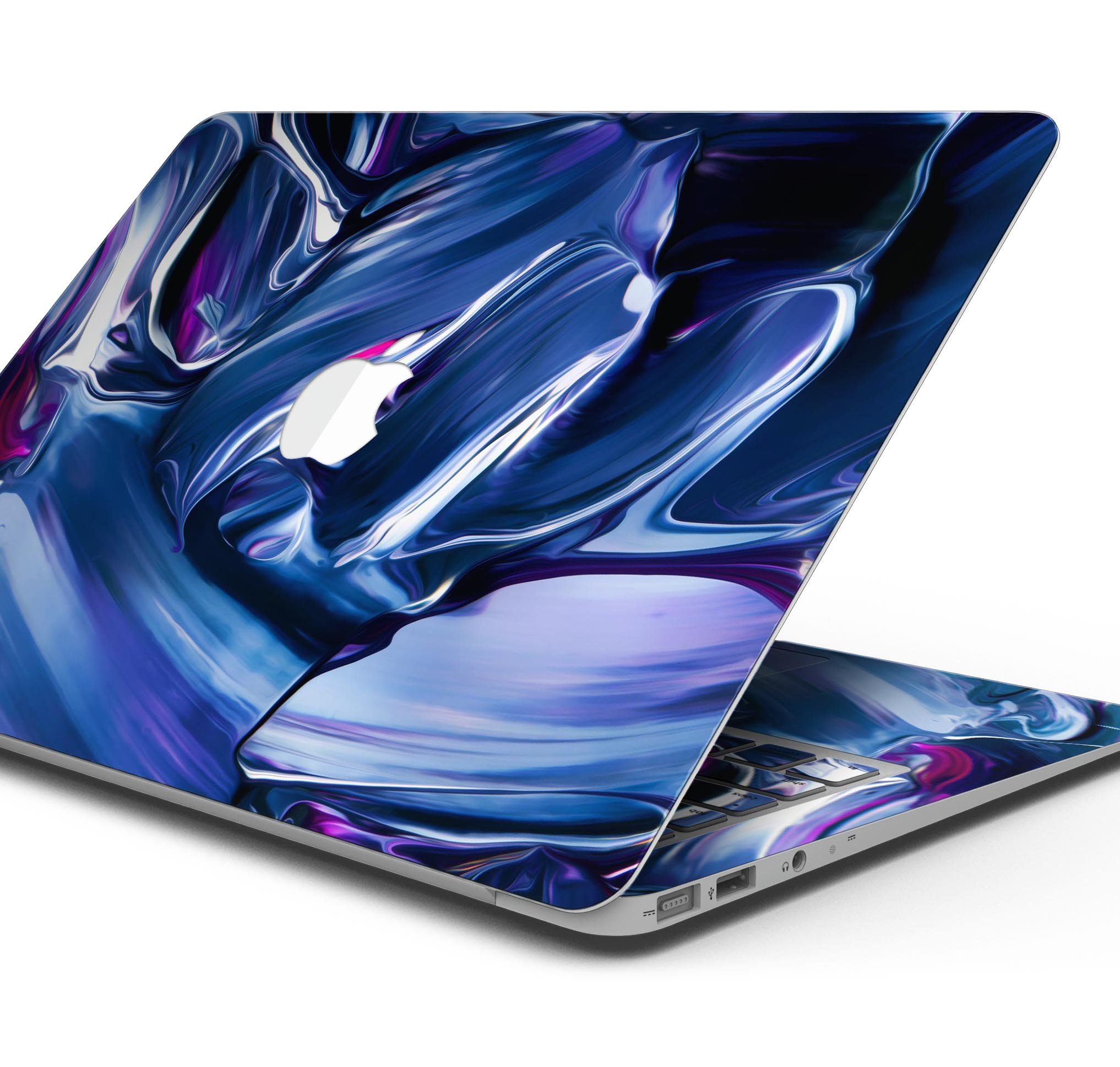 Blurred Abstract Flow V37 skin decal wrap kit for Apple MacBook, showcasing vibrant colors and a sleek design.