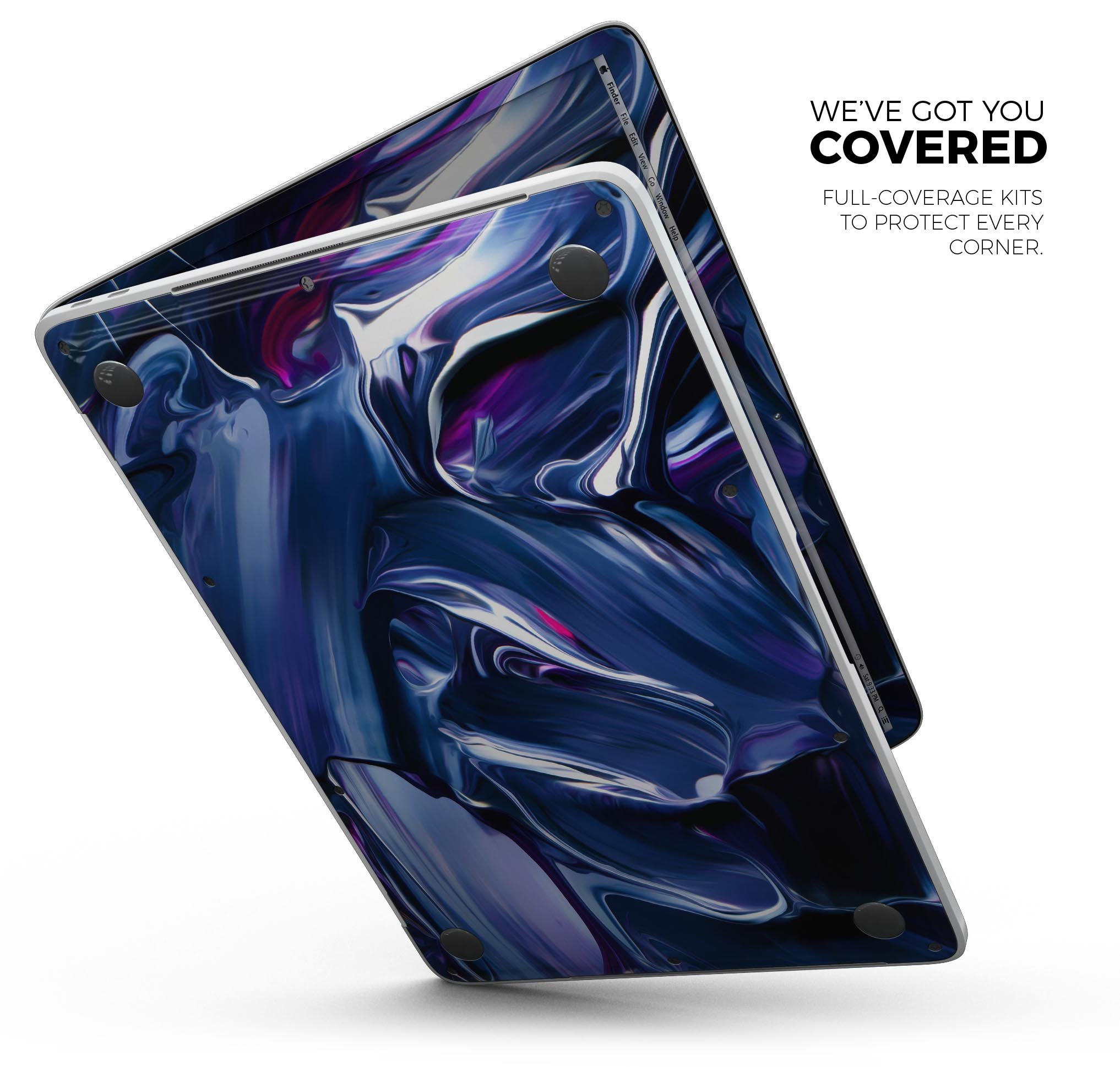 Blurred Abstract Flow V37 skin decal wrap kit for Apple MacBook, showcasing vibrant colors and a sleek design.