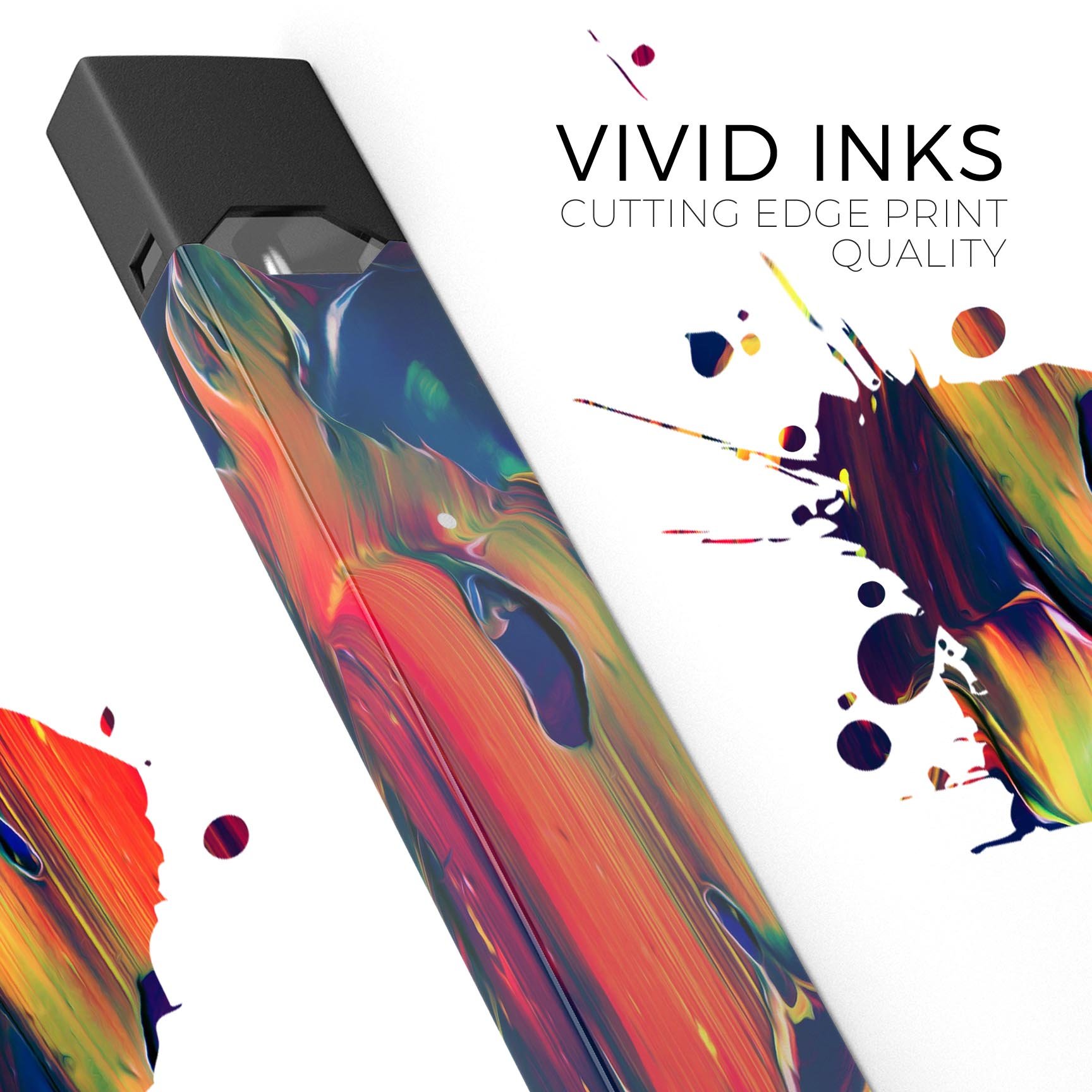 Blurred Abstract Flow V38 skin-wrap sticker designed for JUUL vaping device, showcasing vibrant abstract design and protective features.