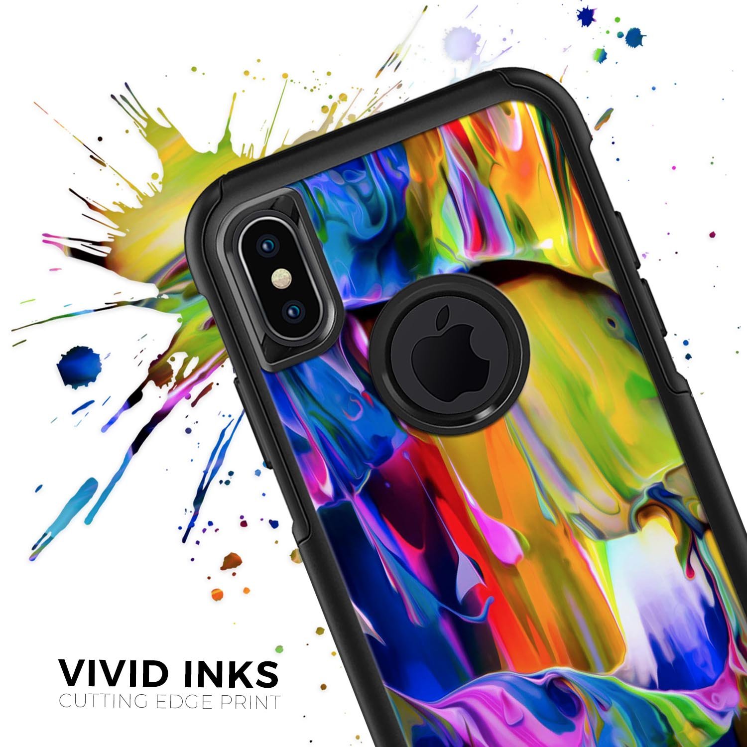 Blurred Abstract Flow V39 Skin Kit designed for iPhone OtterBox cases, showcasing vibrant abstract patterns and ultra-thin protection.