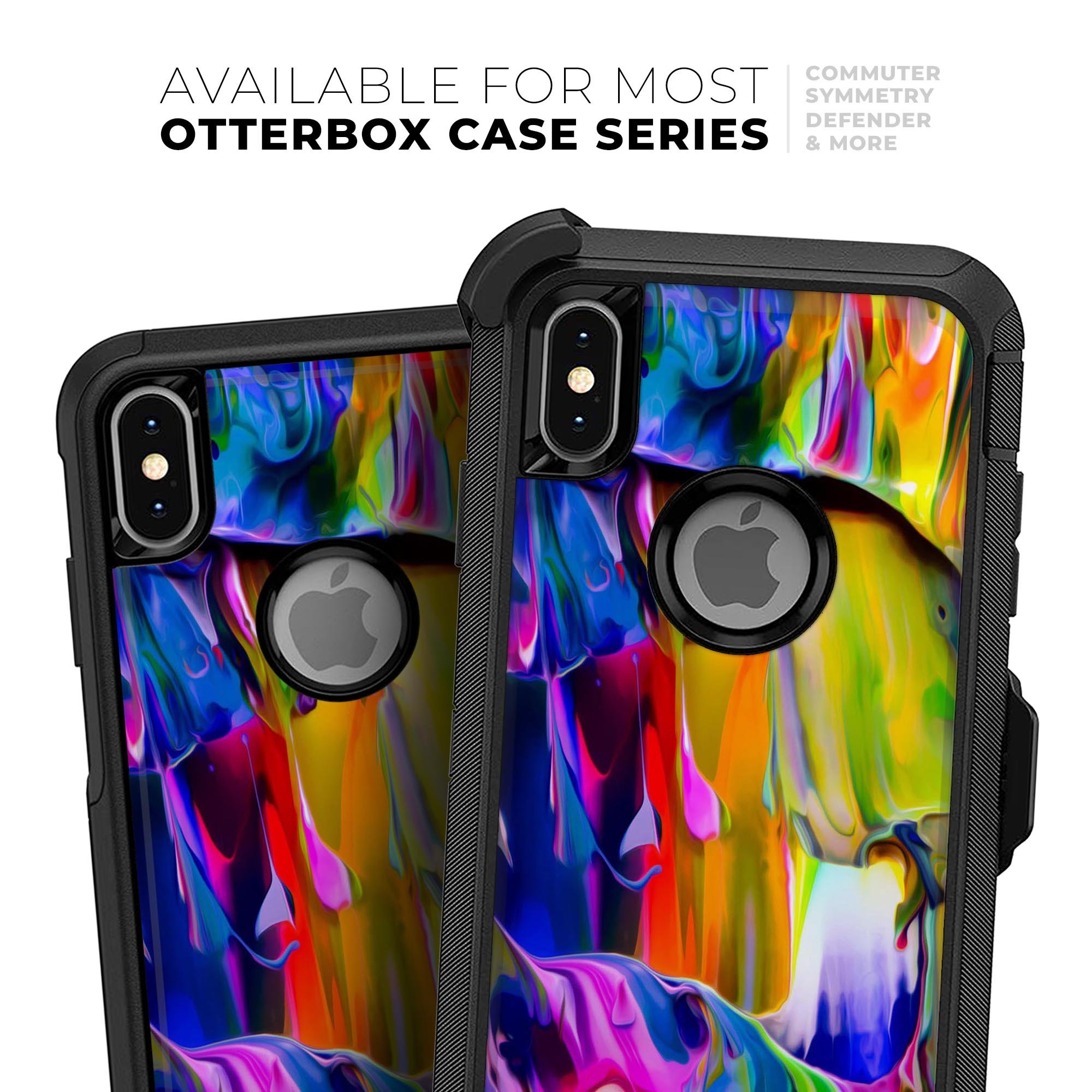 Blurred Abstract Flow V39 Skin Kit designed for iPhone OtterBox cases, showcasing vibrant abstract patterns and ultra-thin protection.