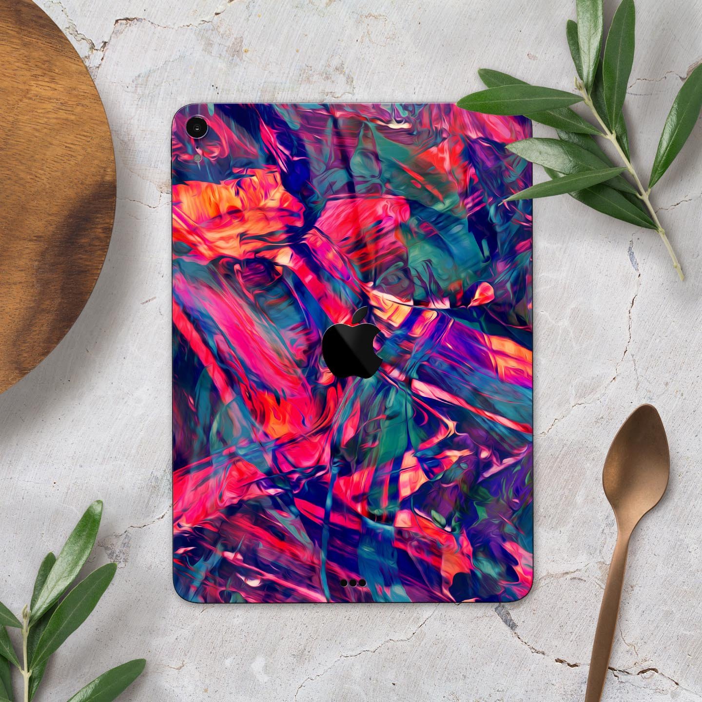 Blurred Abstract Flow V44 skin decal for Apple iPad, showcasing a vibrant abstract design with ultra-thin protection.