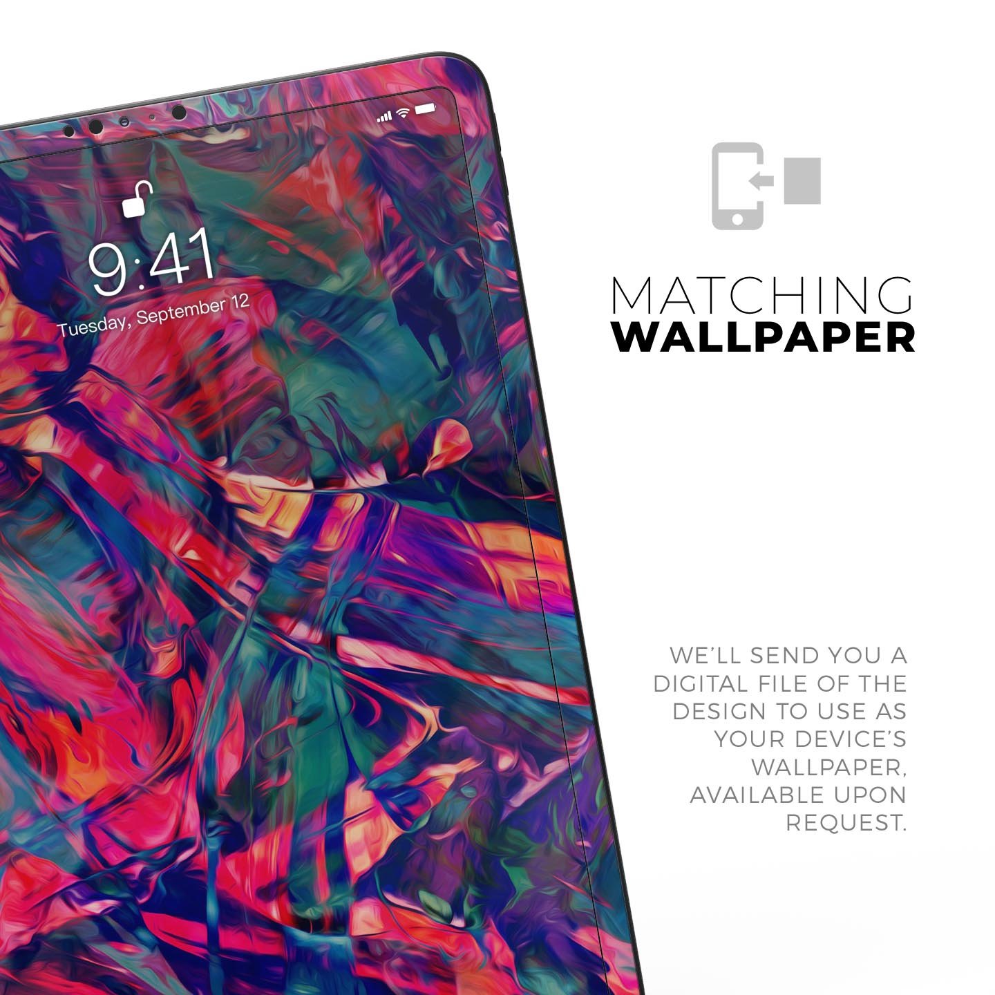 Blurred Abstract Flow V44 skin decal for Apple iPad, showcasing a vibrant abstract design with ultra-thin protection.