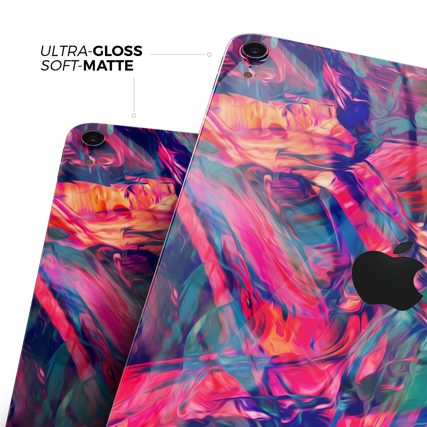 Blurred Abstract Flow V44 skin decal for Apple iPad, showcasing a vibrant abstract design with ultra-thin protection.