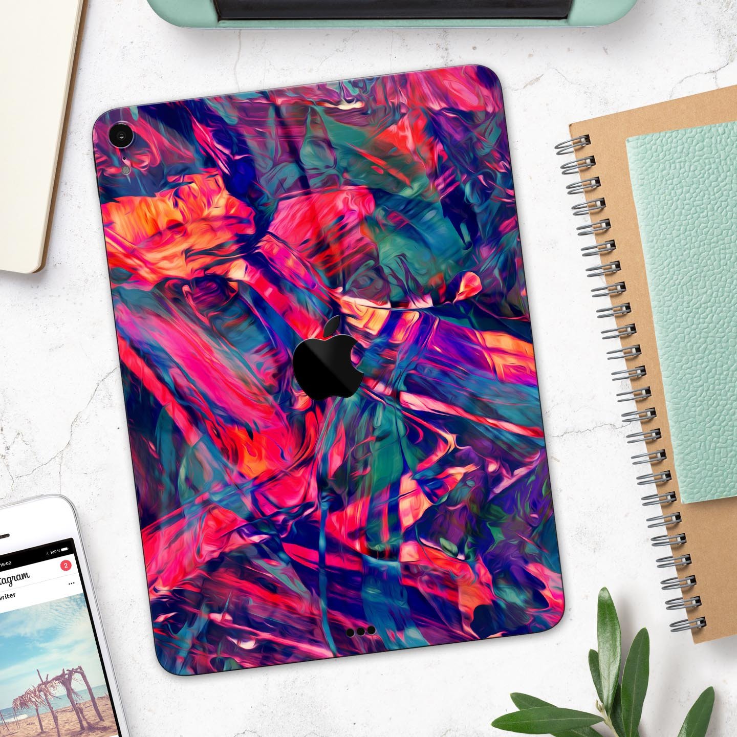 Blurred Abstract Flow V44 skin decal for Apple iPad, showcasing a vibrant abstract design with ultra-thin protection.