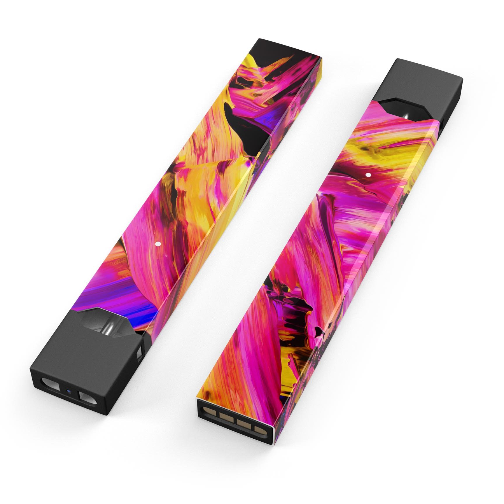 Blurred Abstract Flow V4 skin-wrap sticker designed for JUUL vaping device, showcasing vibrant colors and a sleek finish.