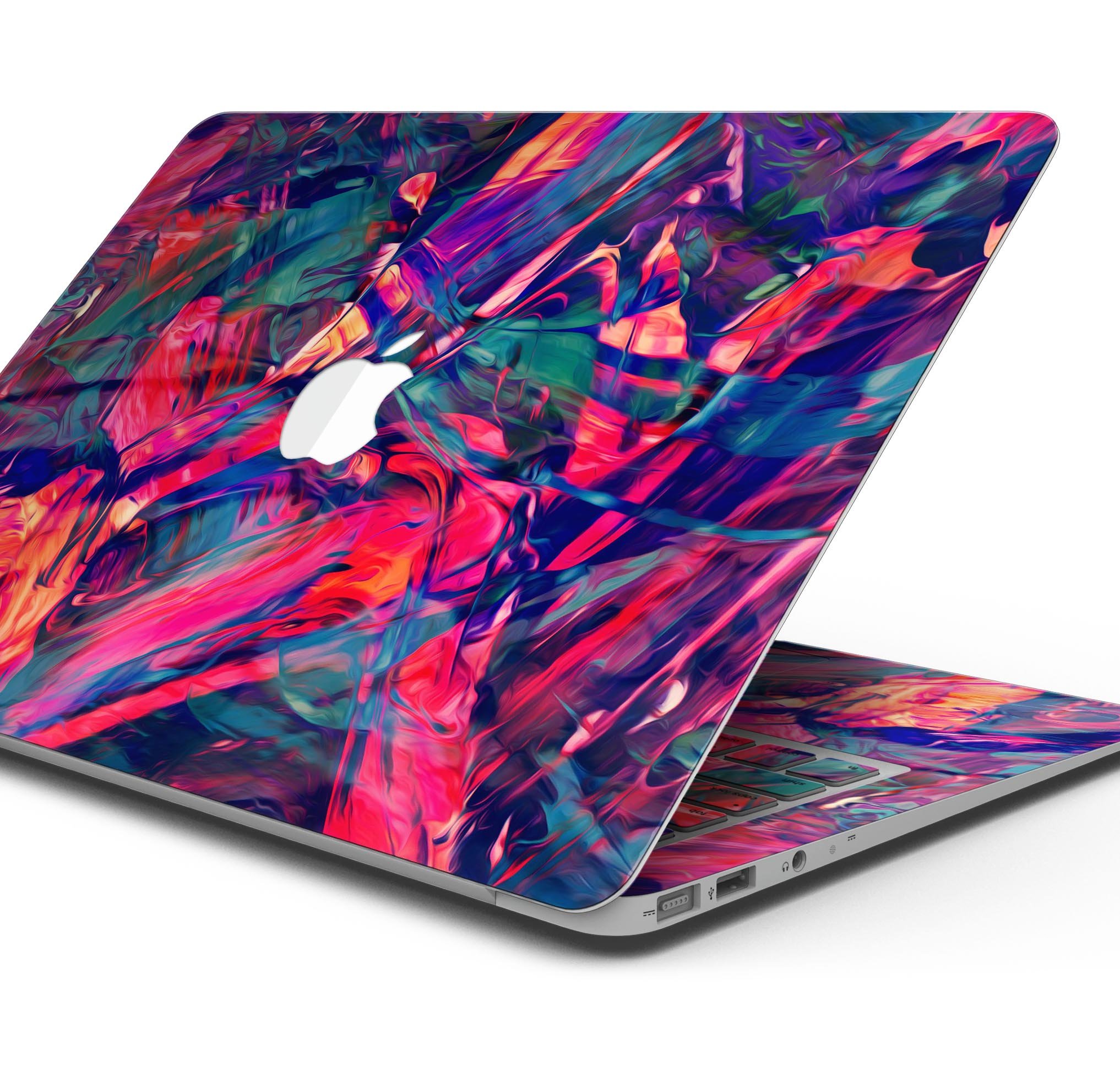 Blurred Abstract Flow V44 skin decal wrap kit for Apple MacBook, showcasing vibrant colors and a sleek design.