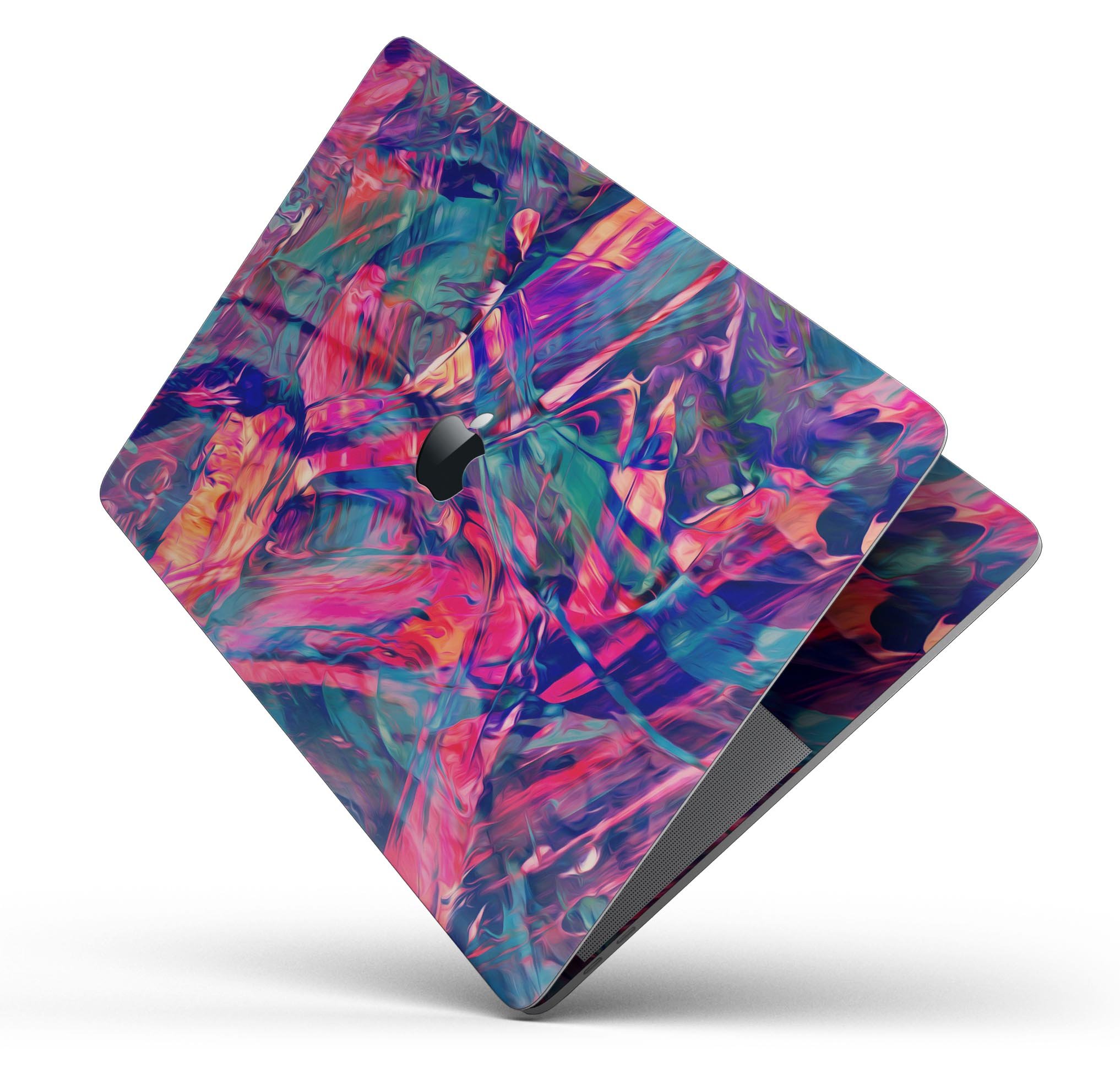 Blurred Abstract Flow V44 skin decal wrap kit for Apple MacBook, showcasing vibrant colors and a sleek design.