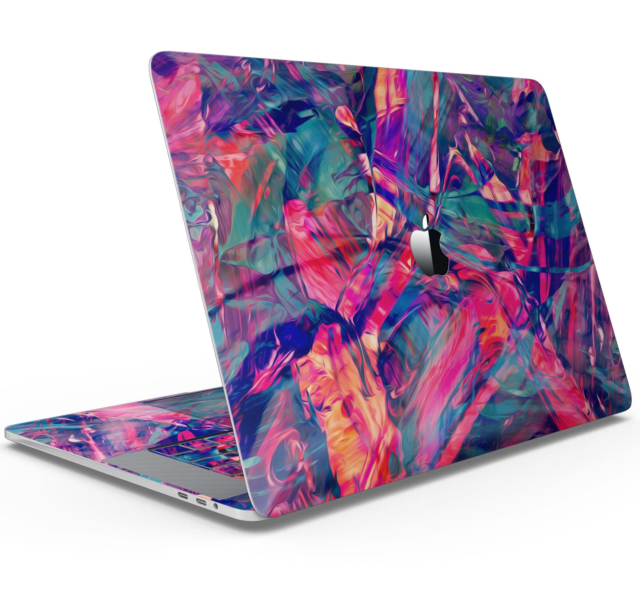 Blurred Abstract Flow V44 skin decal wrap kit for Apple MacBook, showcasing vibrant colors and a sleek design.