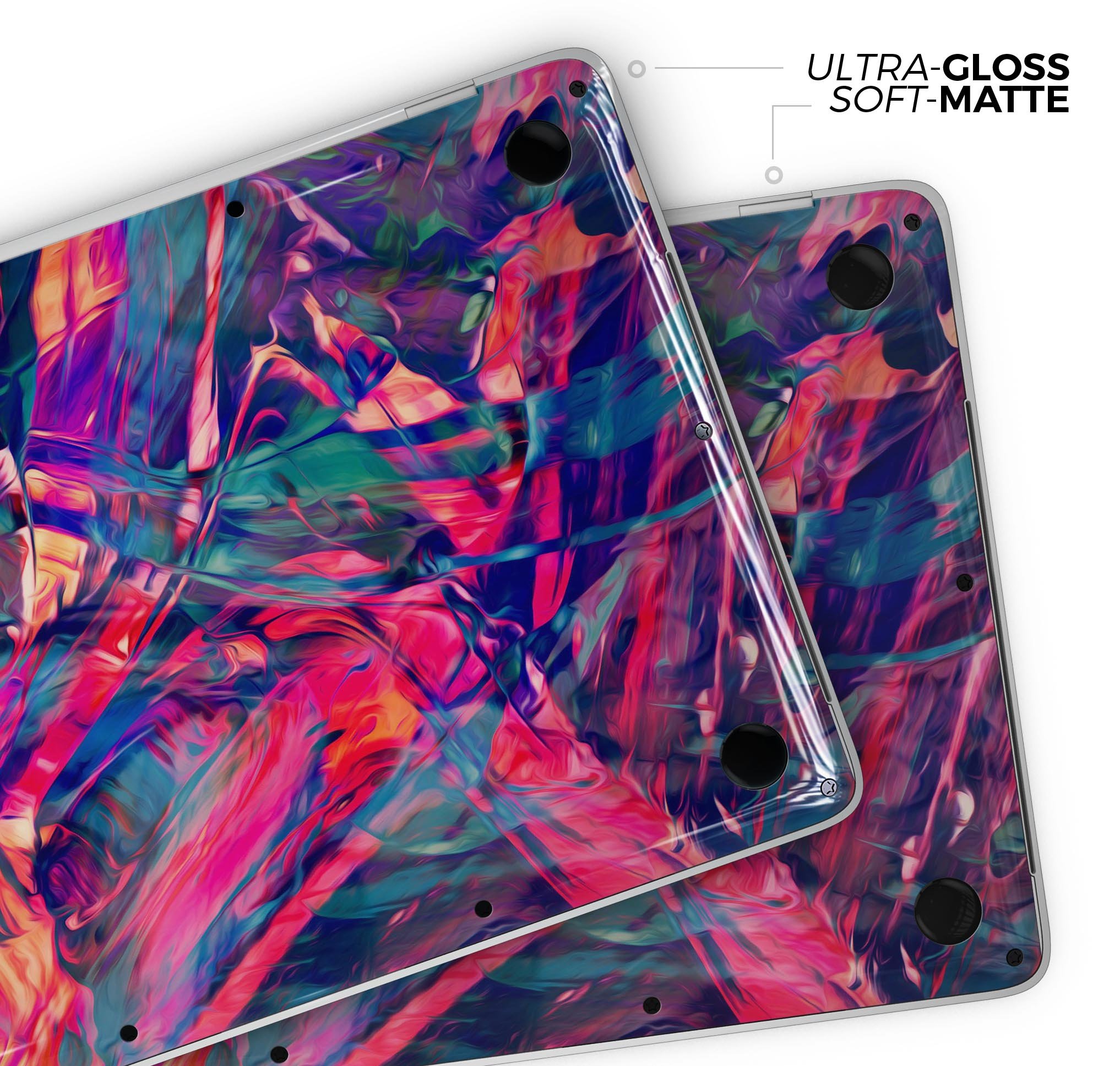 Blurred Abstract Flow V44 skin decal wrap kit for Apple MacBook, showcasing vibrant colors and a sleek design.