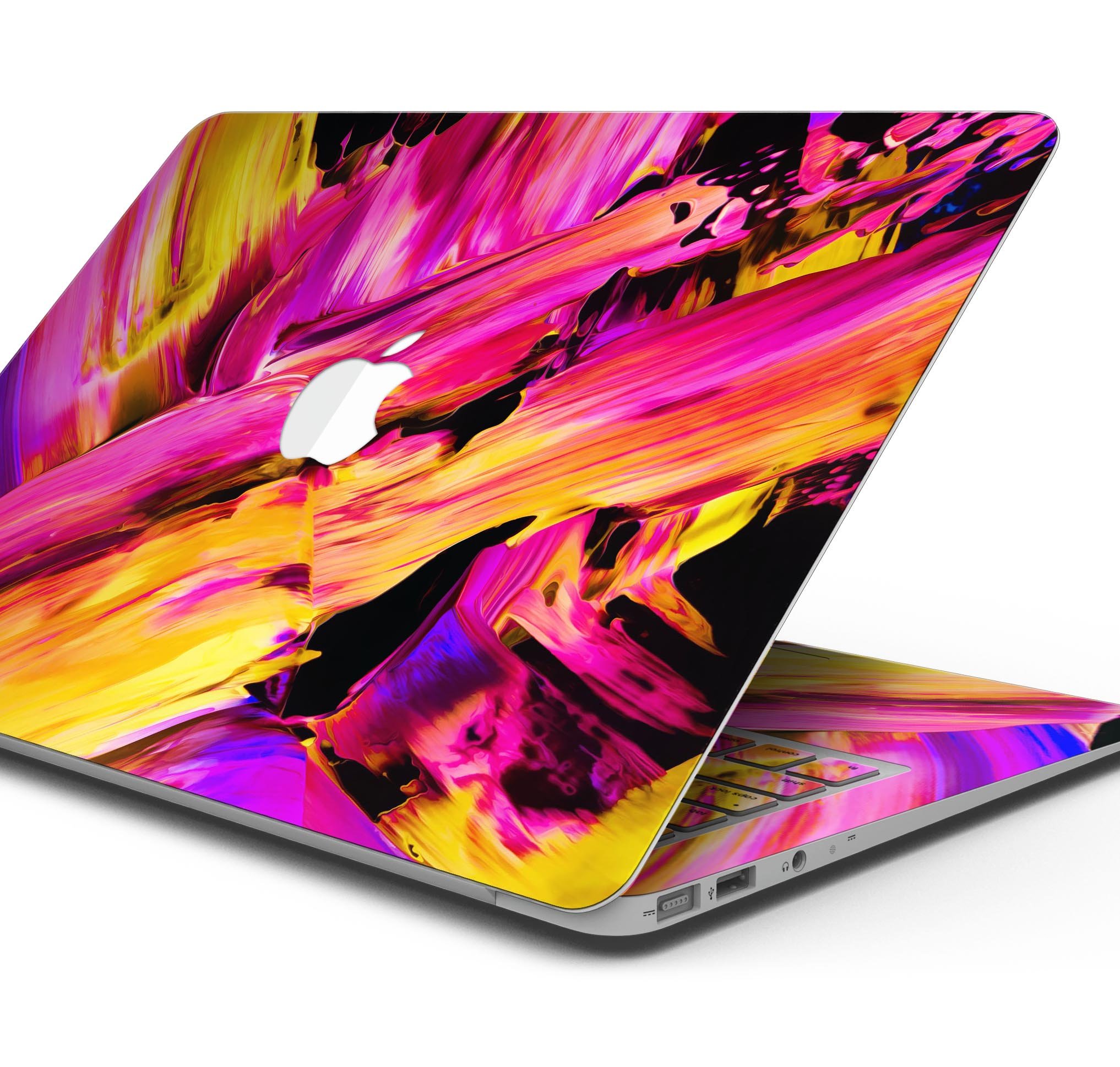 Blurred Abstract Flow V4 skin decal wrap kit for MacBook, showcasing a vibrant abstract design with a smooth finish.