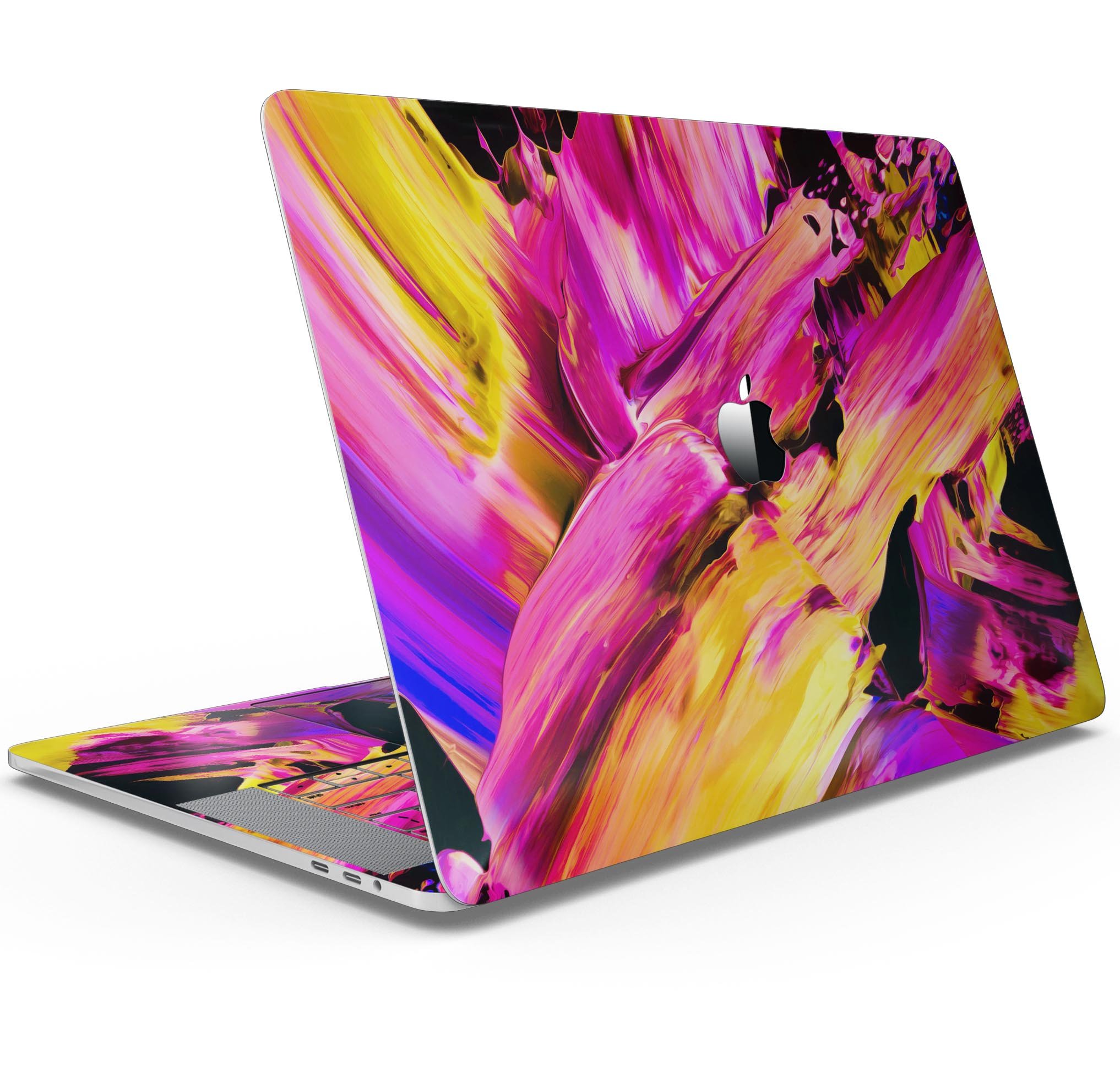 Blurred Abstract Flow V4 skin decal wrap kit for MacBook, showcasing a vibrant abstract design with a smooth finish.