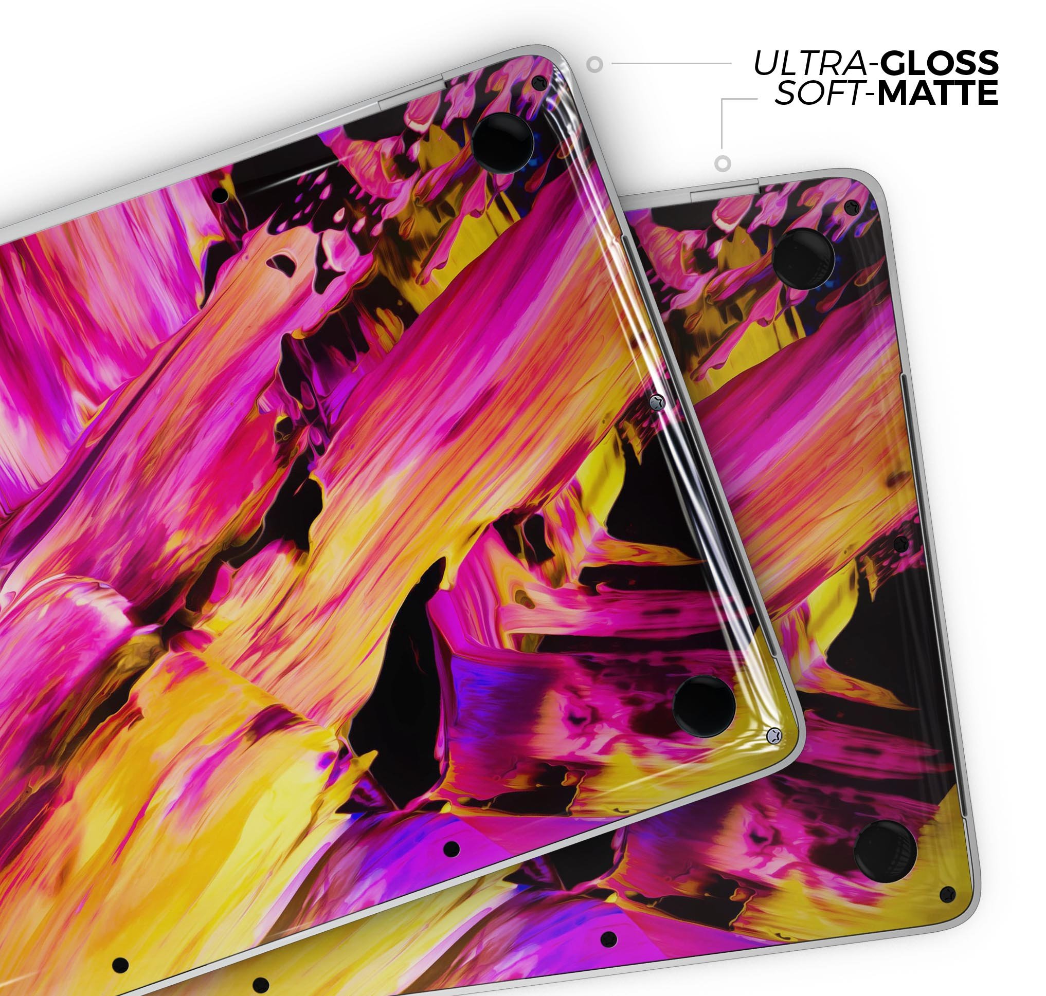 Blurred Abstract Flow V4 skin decal wrap kit for MacBook, showcasing a vibrant abstract design with a smooth finish.