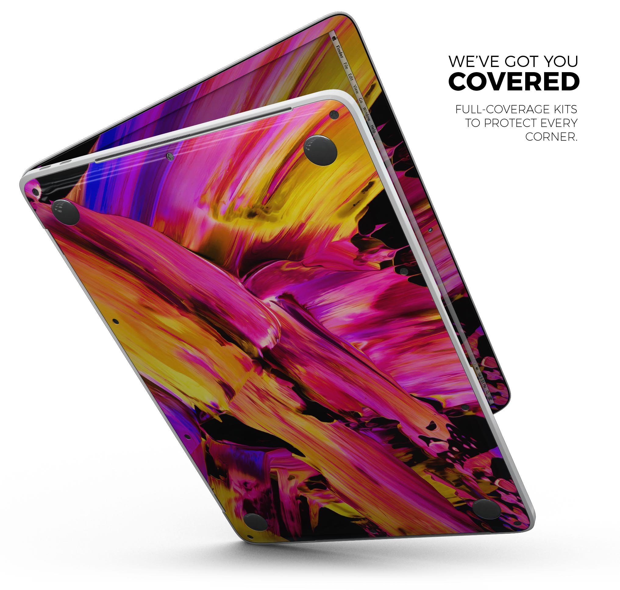 Blurred Abstract Flow V4 skin decal wrap kit for MacBook, showcasing a vibrant abstract design with a smooth finish.