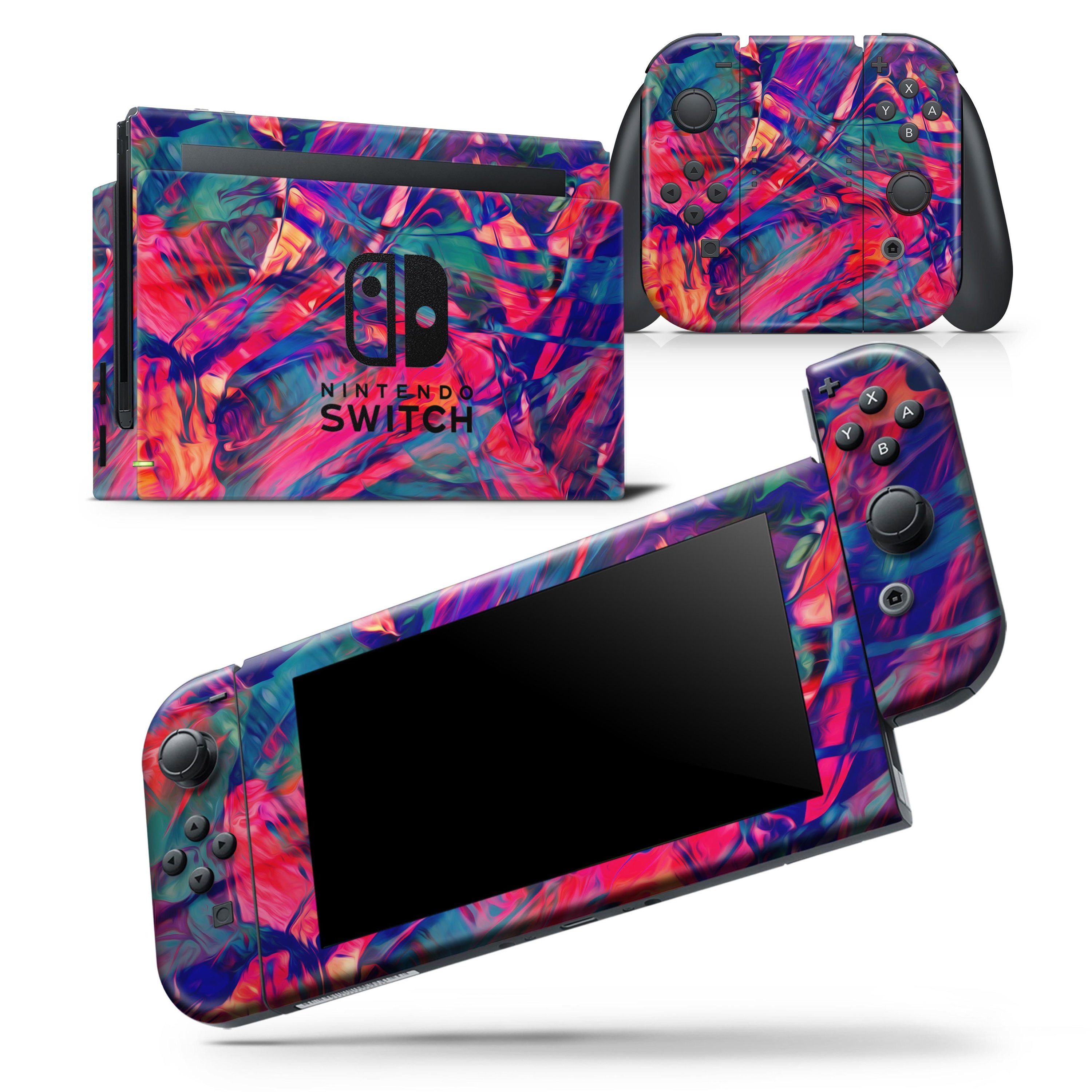 Blurred Abstract Flow V44 skin wrap decal for Nintendo Switch Lite, showcasing vibrant abstract design and premium vinyl material.