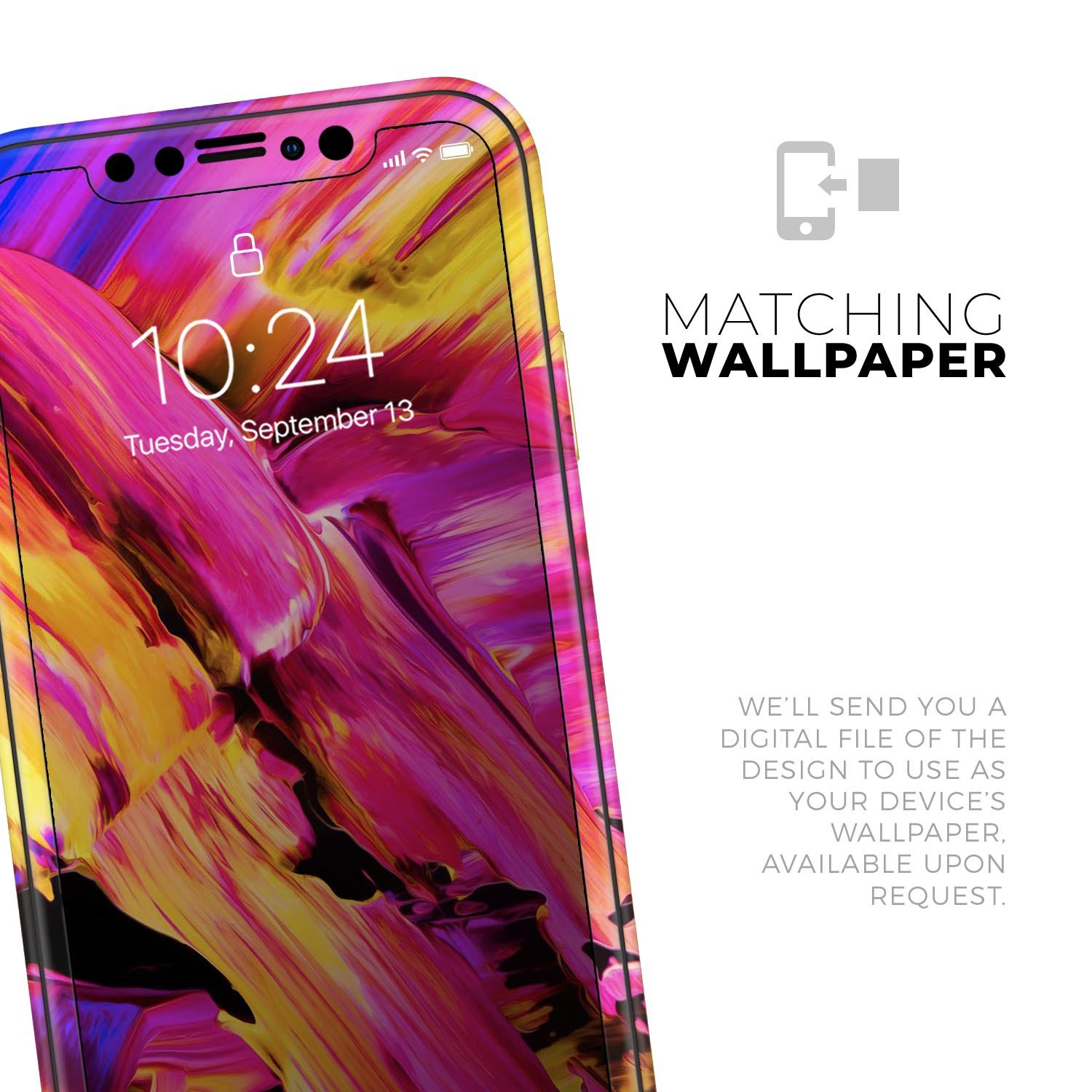 Blurred Abstract Flow V4 Skin-Kit for Apple iPhone, showcasing vibrant design and premium vinyl material.